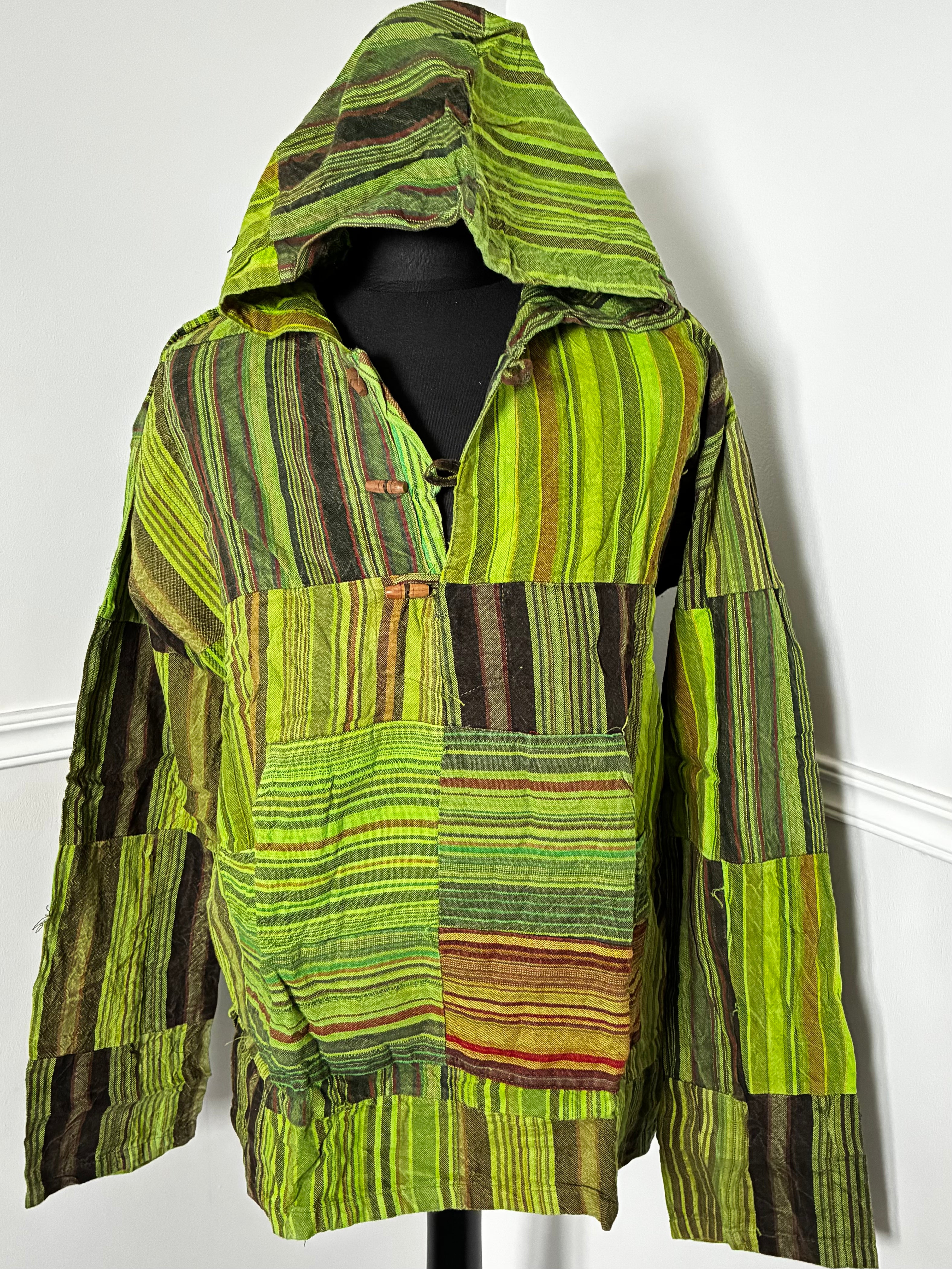 Patchwork Seersucket Shirt, M