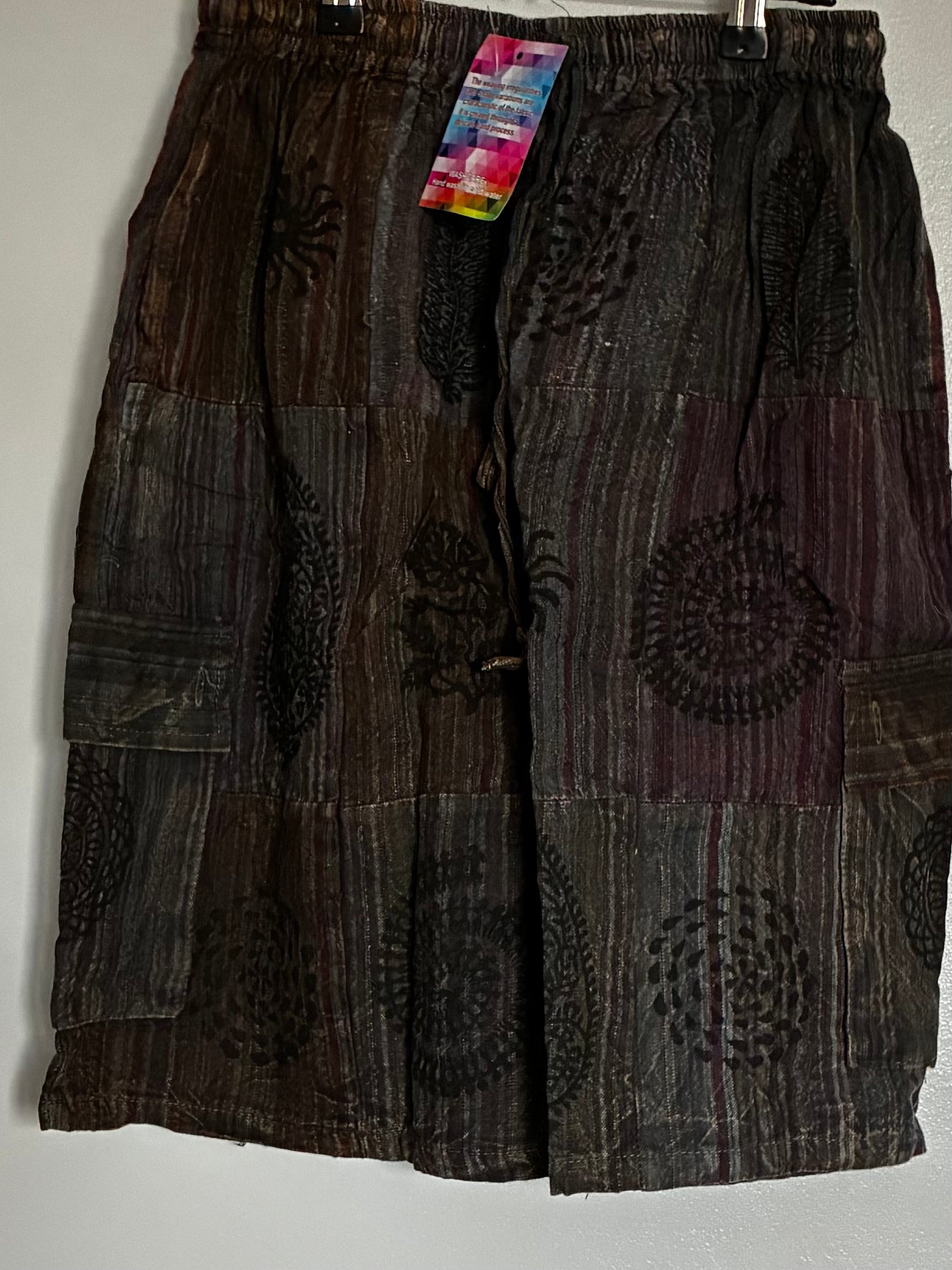 Grey Seersucker Shorts, L