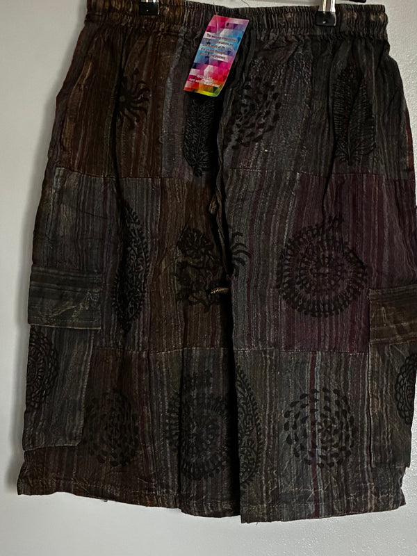 Grey Seersucker Shorts, L