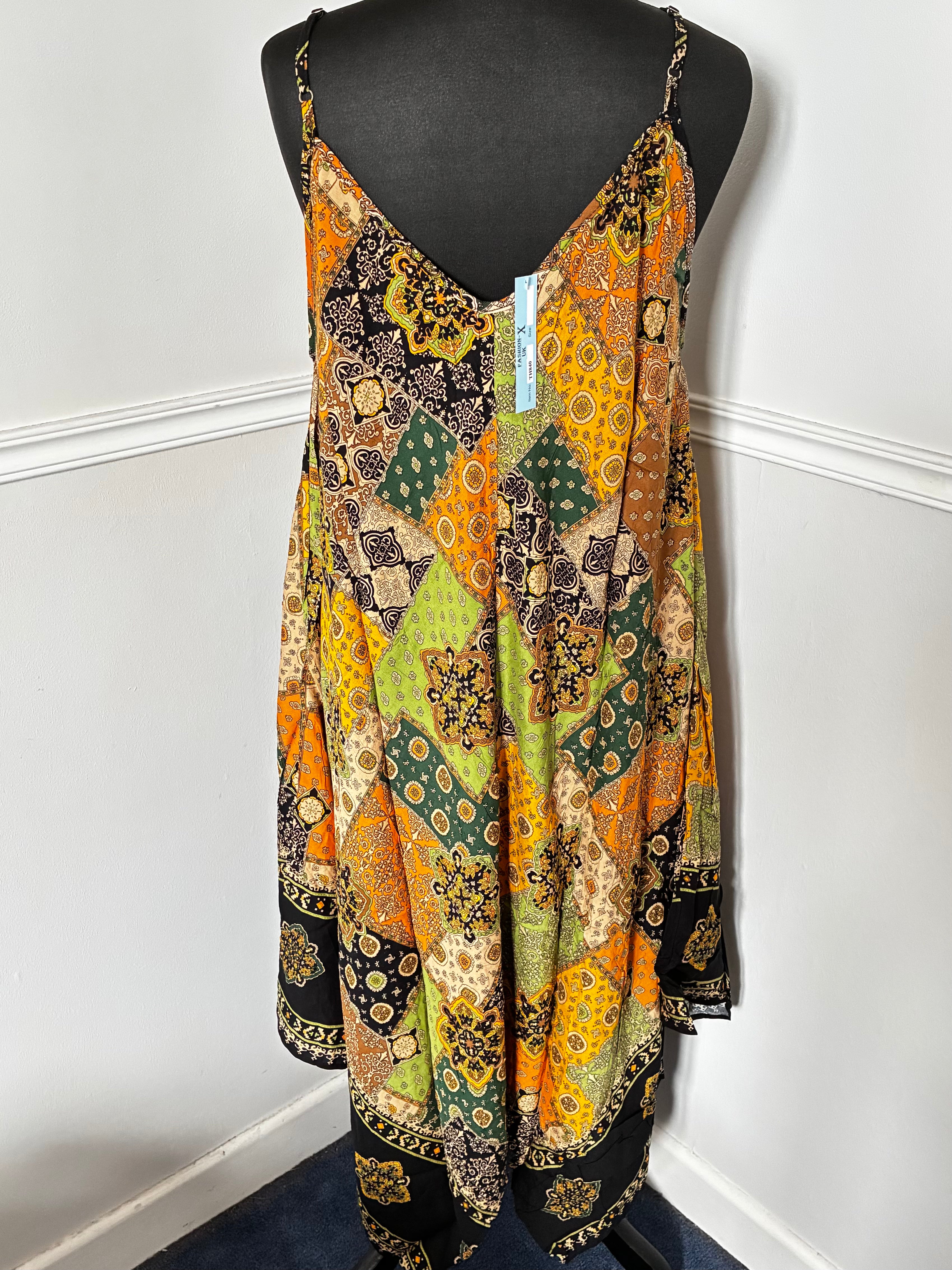 Patchwork Print Hippy Dress