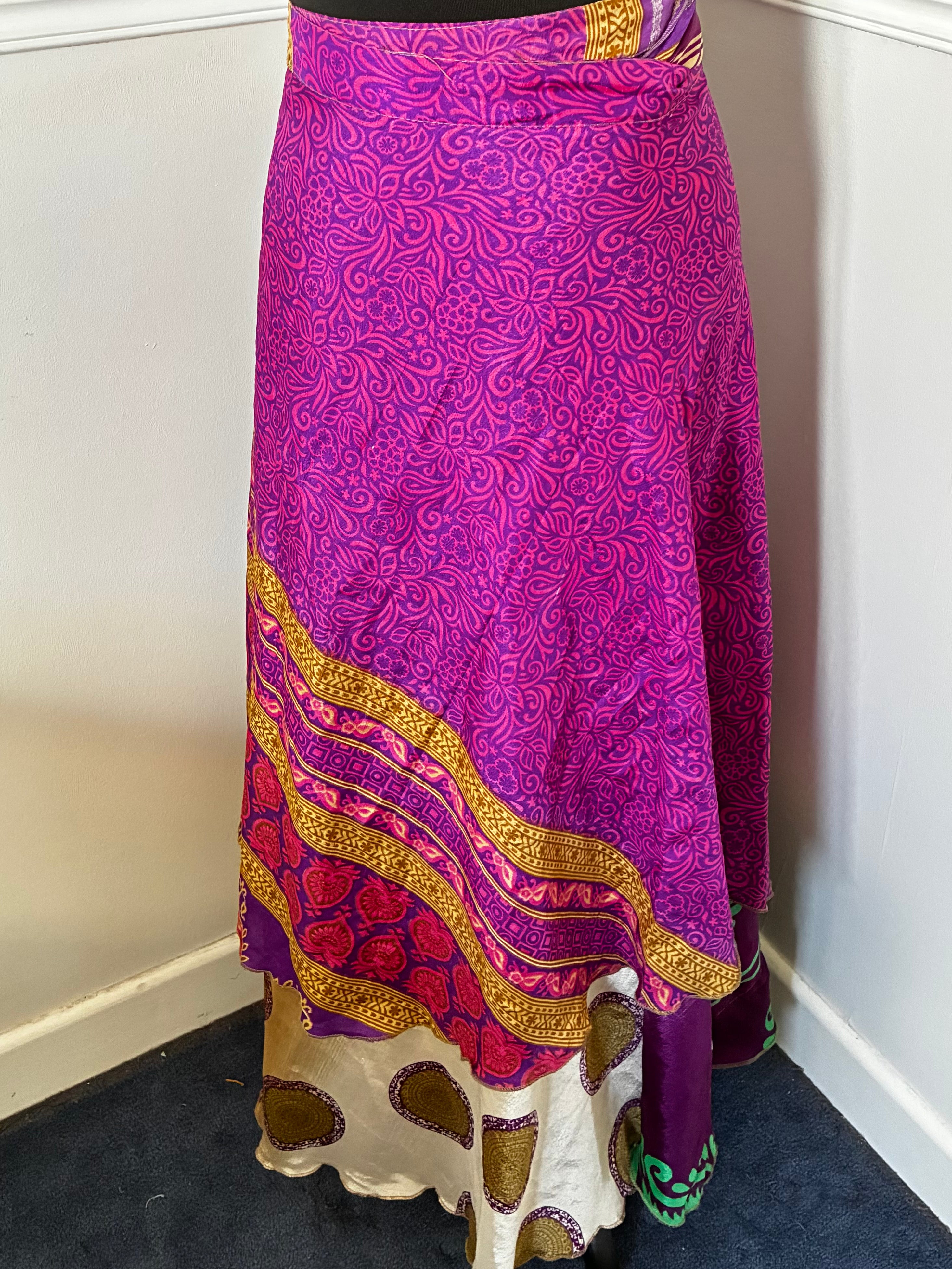 Recycled Saree Reversible Wrap Skirt