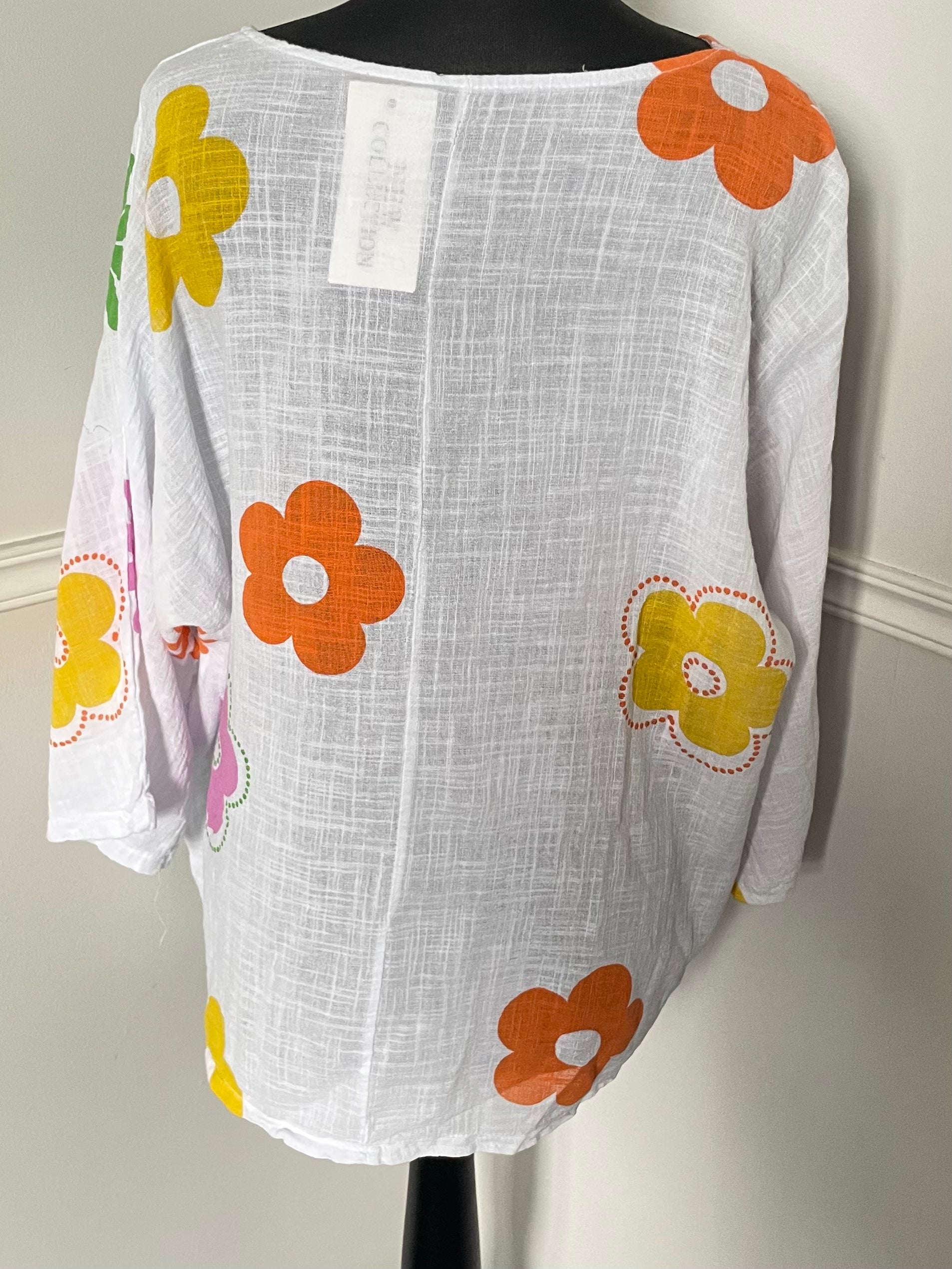 White Hippy Floaty Flower Top