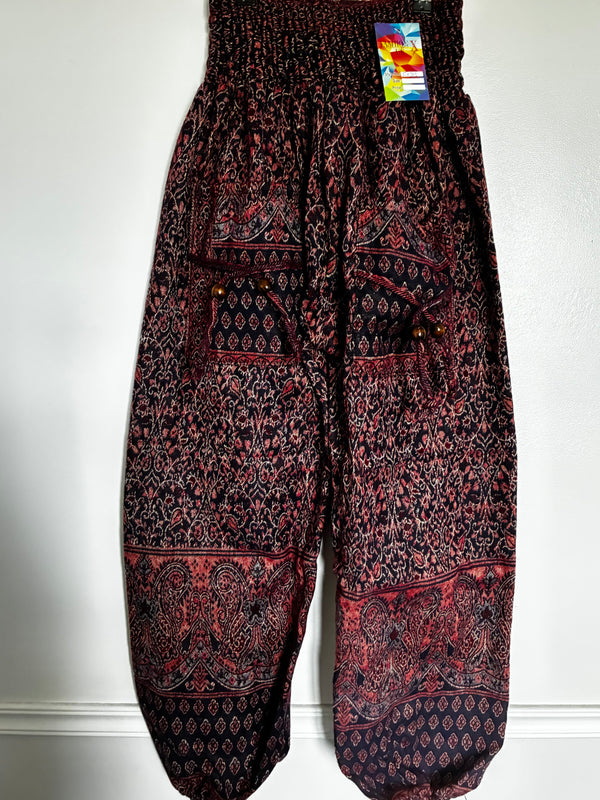 Fluffy Burgundy/Navy Paisley Cashmelon Trousers, 23"-44" Waist