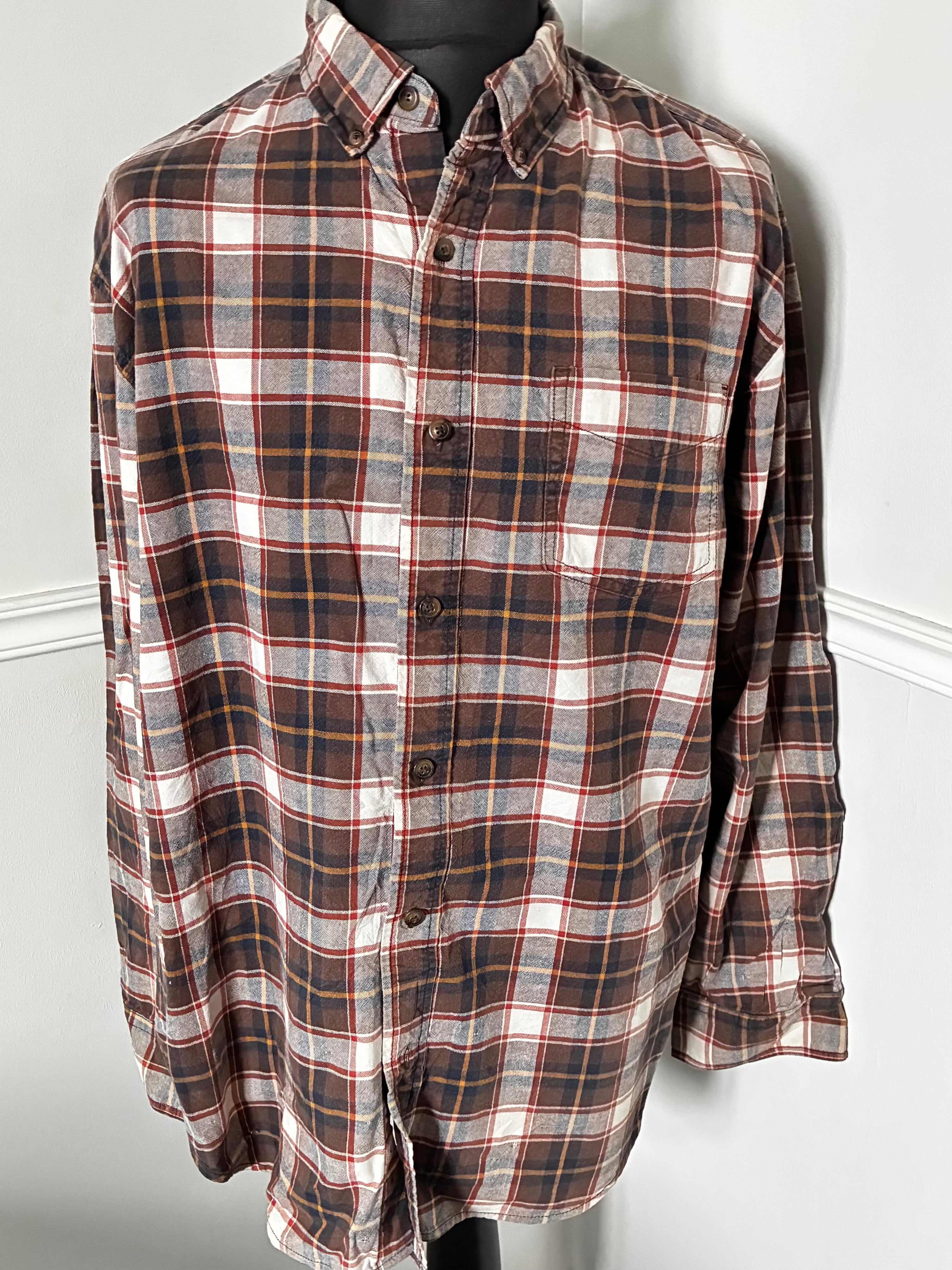 Thin Brown Checked Flannel, XL