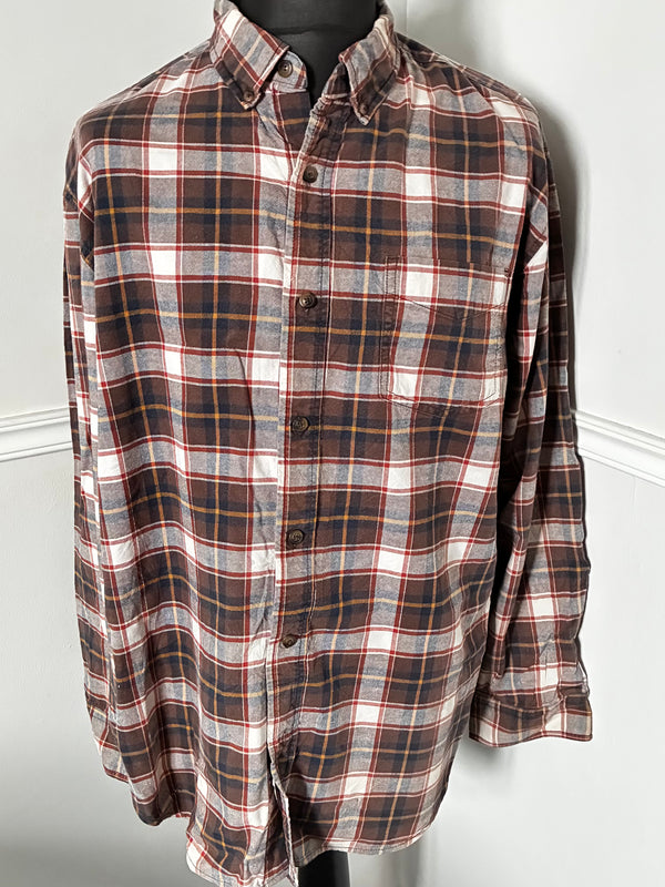 Thin Brown Checked Flannel, 52" chest