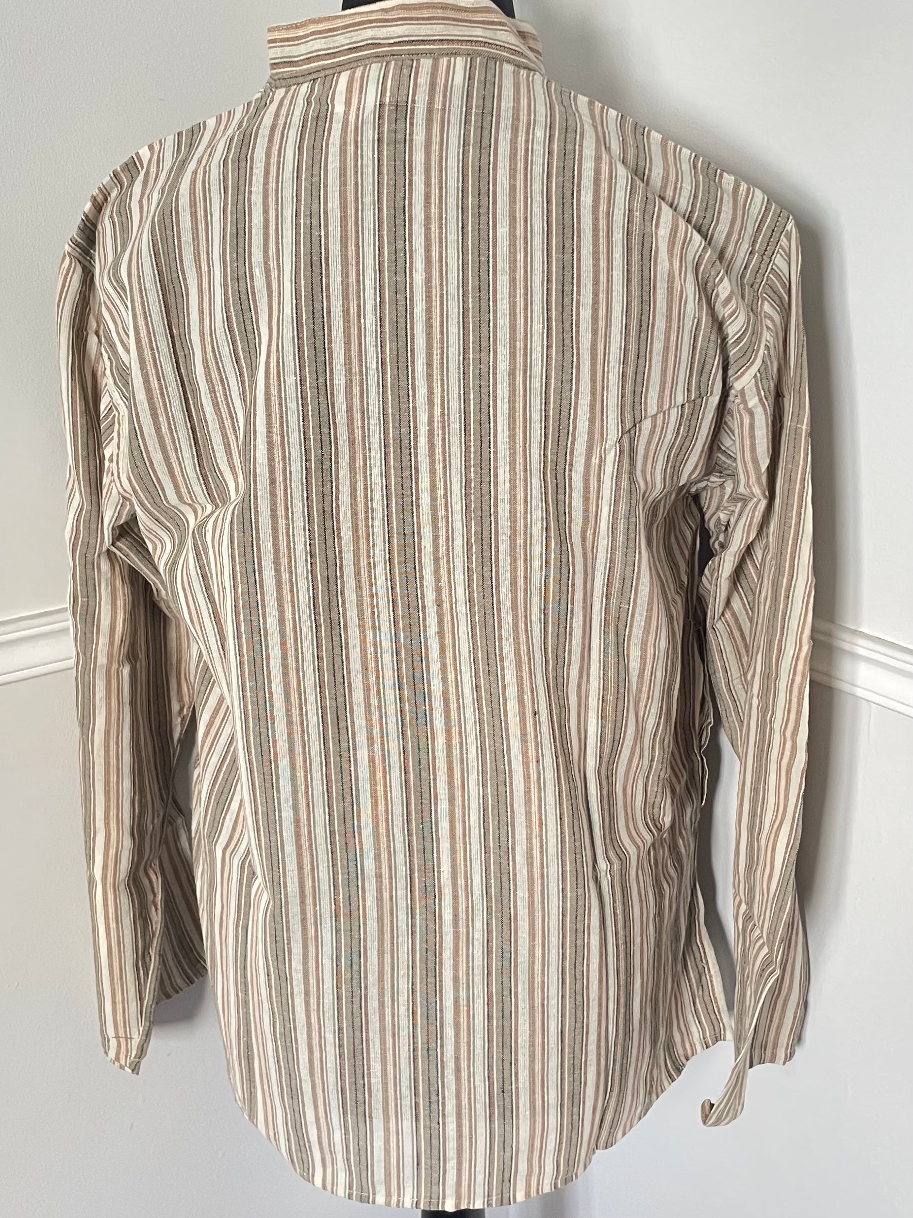 Beige Stripe Cotton Shirt, S/M