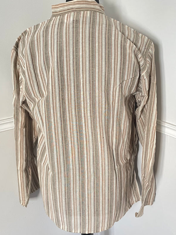Beige Stripe Cotton Shirt, S/M