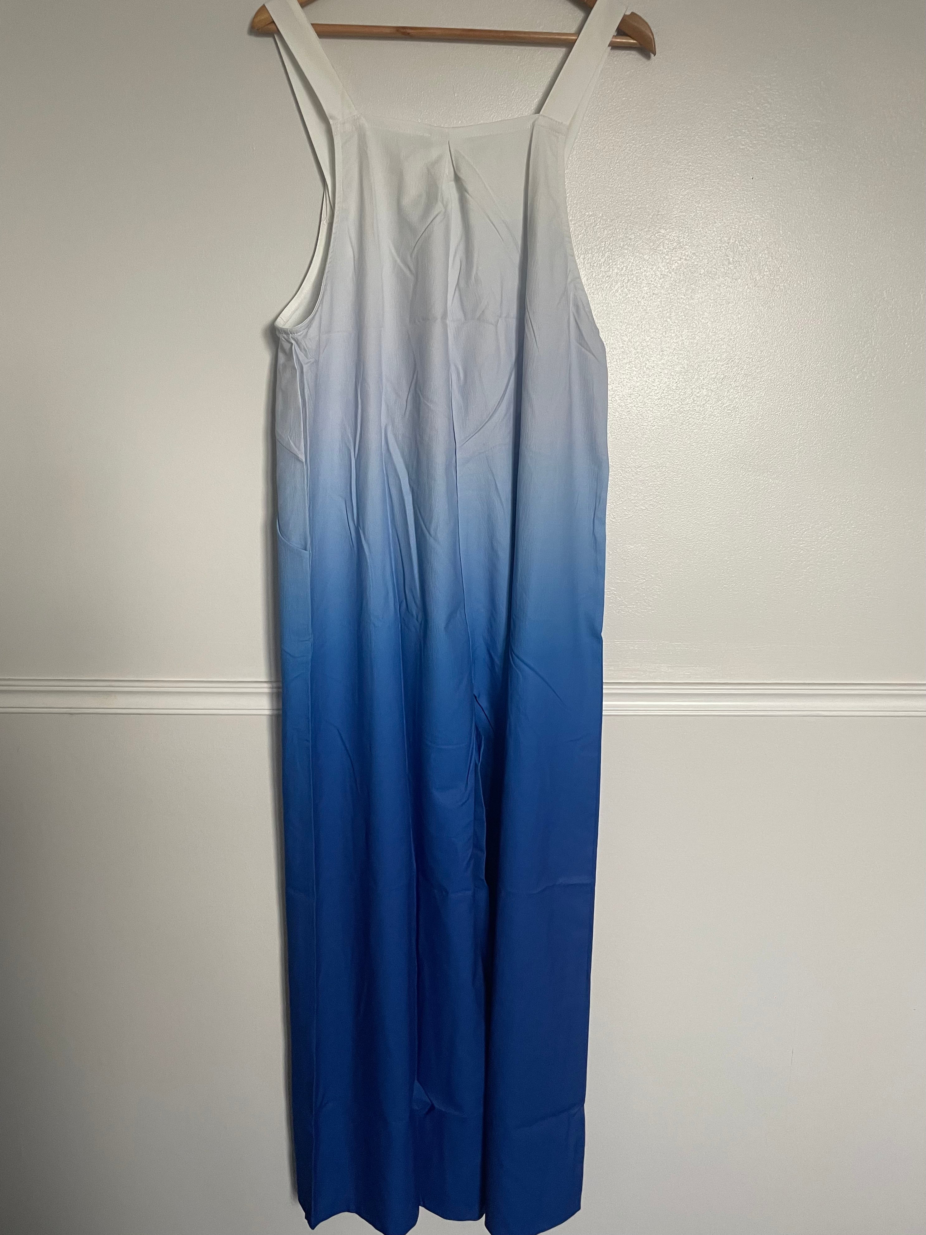 Blue/White Ombré Dungarees, XXL