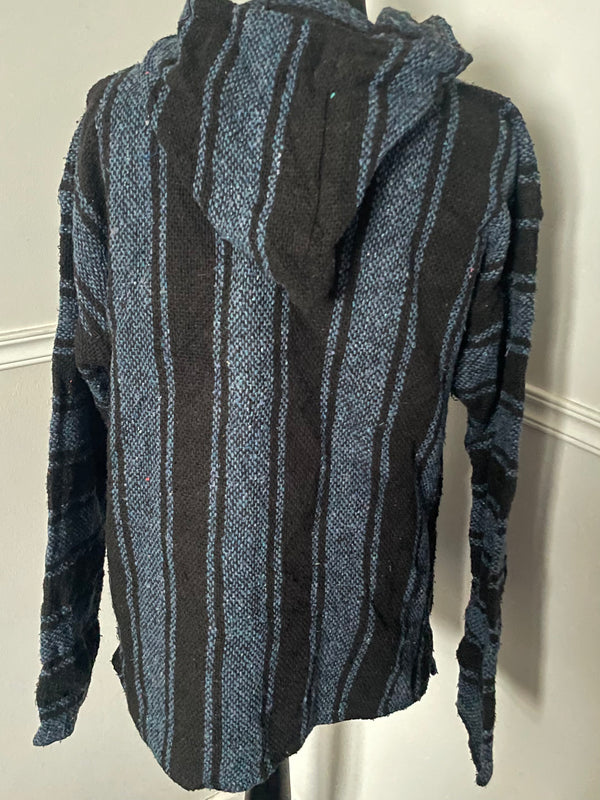 Blue/Black Stripe Baja Hoodie, XL