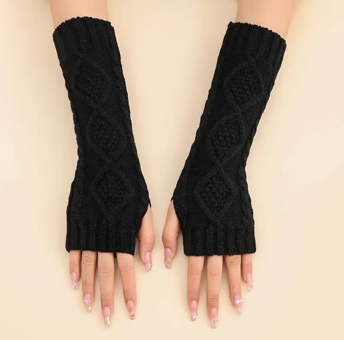 Long Sleeve Knit Fingerless Gloves