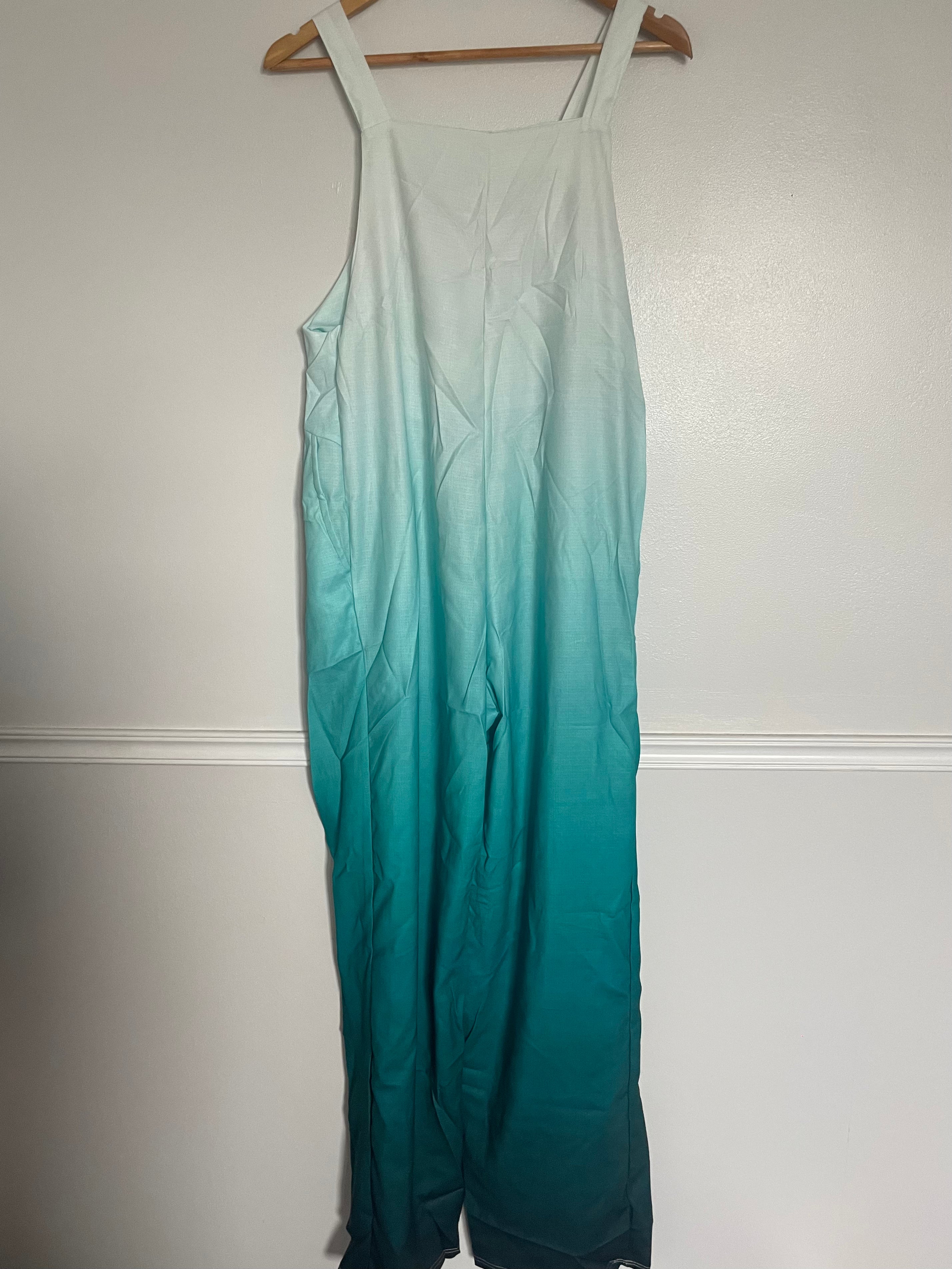 White/Green Ombré Dungarees, S