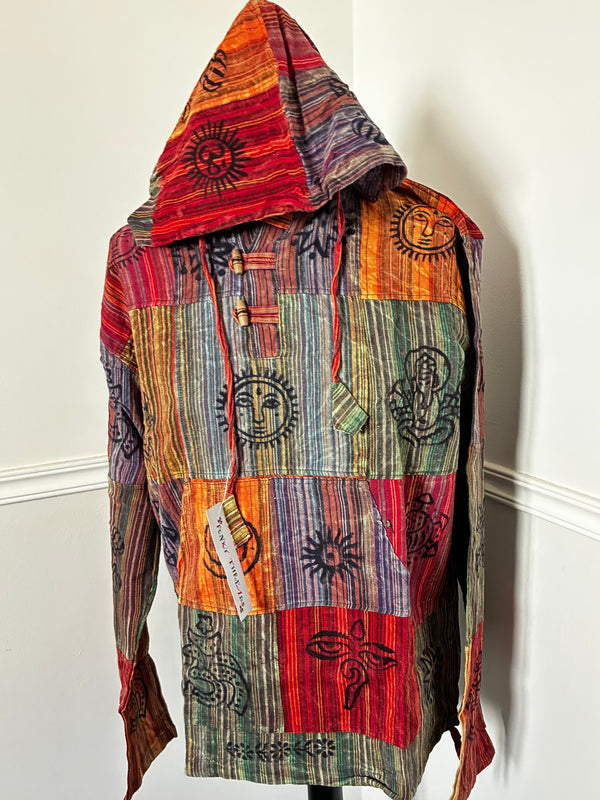 Patchwork Multi Hooded Shirt, S/M