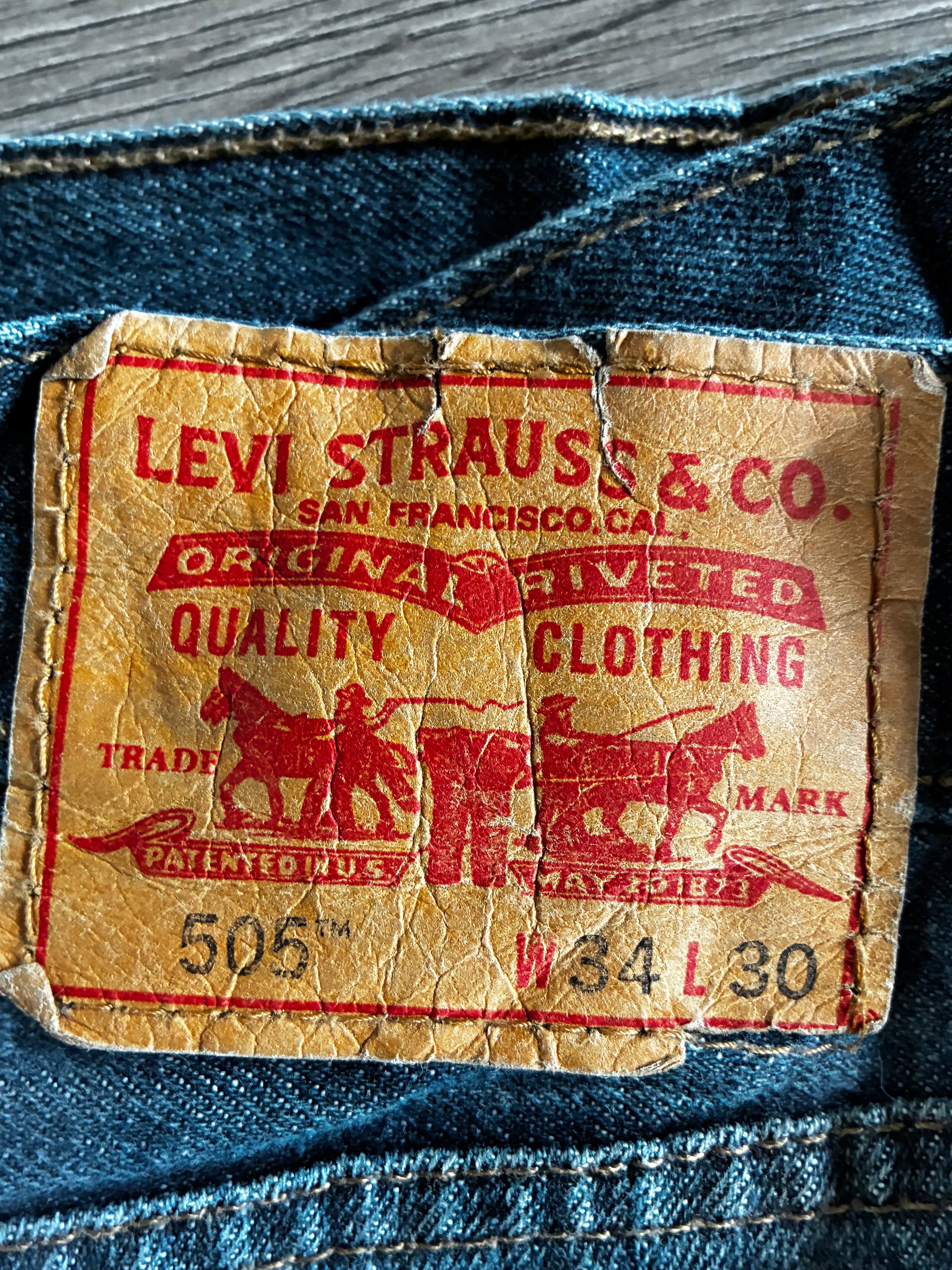 Vintage Levi's 505, Blue, Label - W34, L30, Actual Size - W36, L30