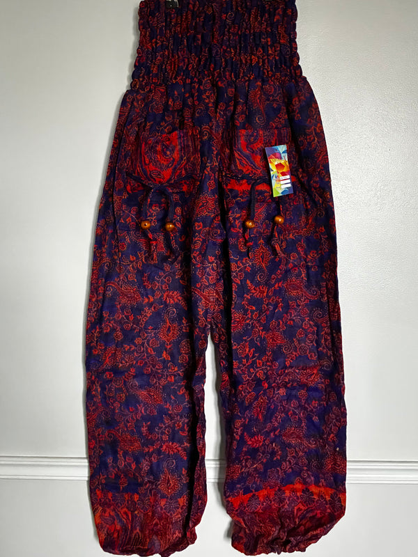 Fluffy Red/Blue Paisley Cashmelon Trousers, 22-48" Waist
