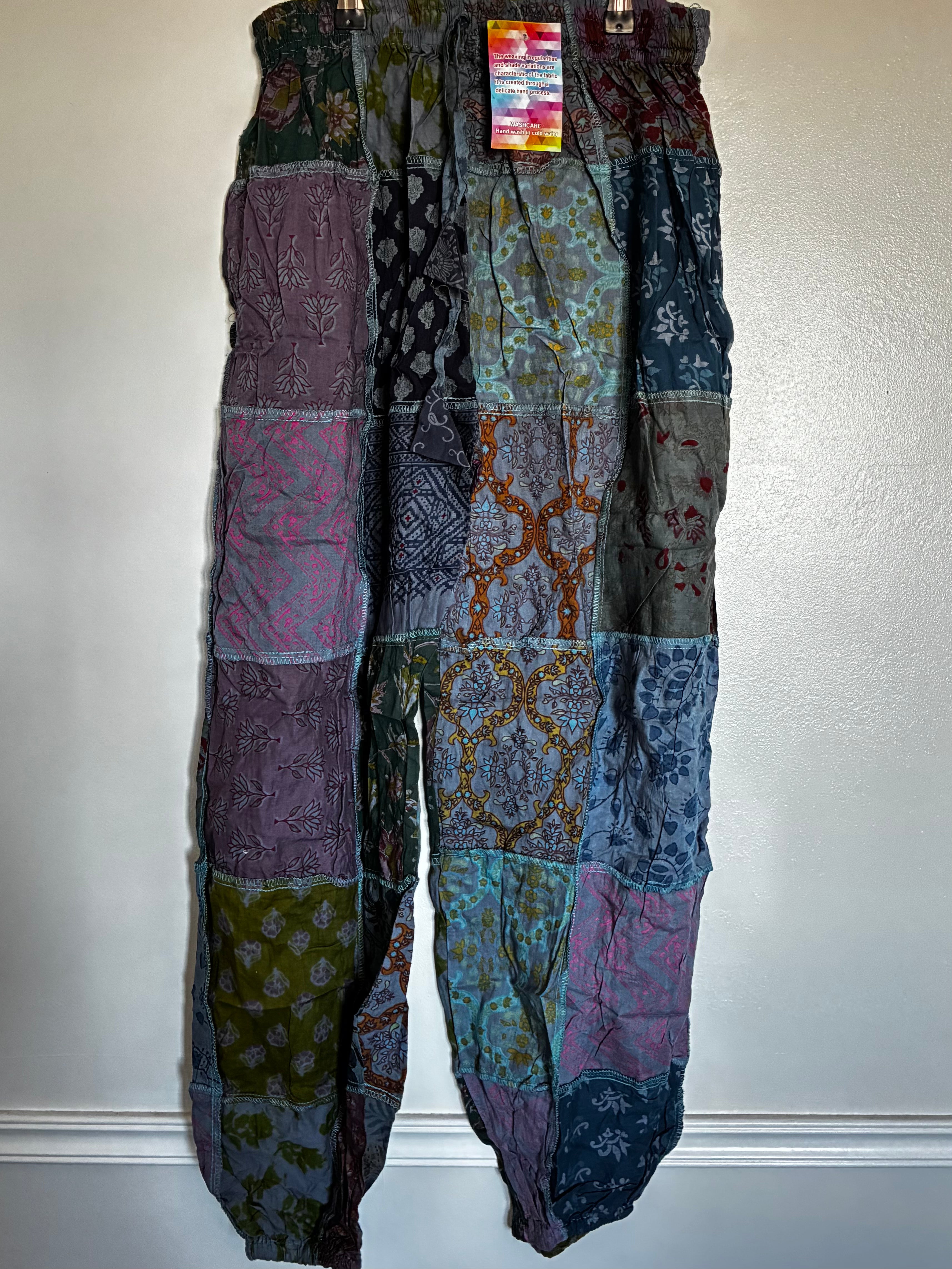 Grey/Purple Patchwork Overlock Trousers