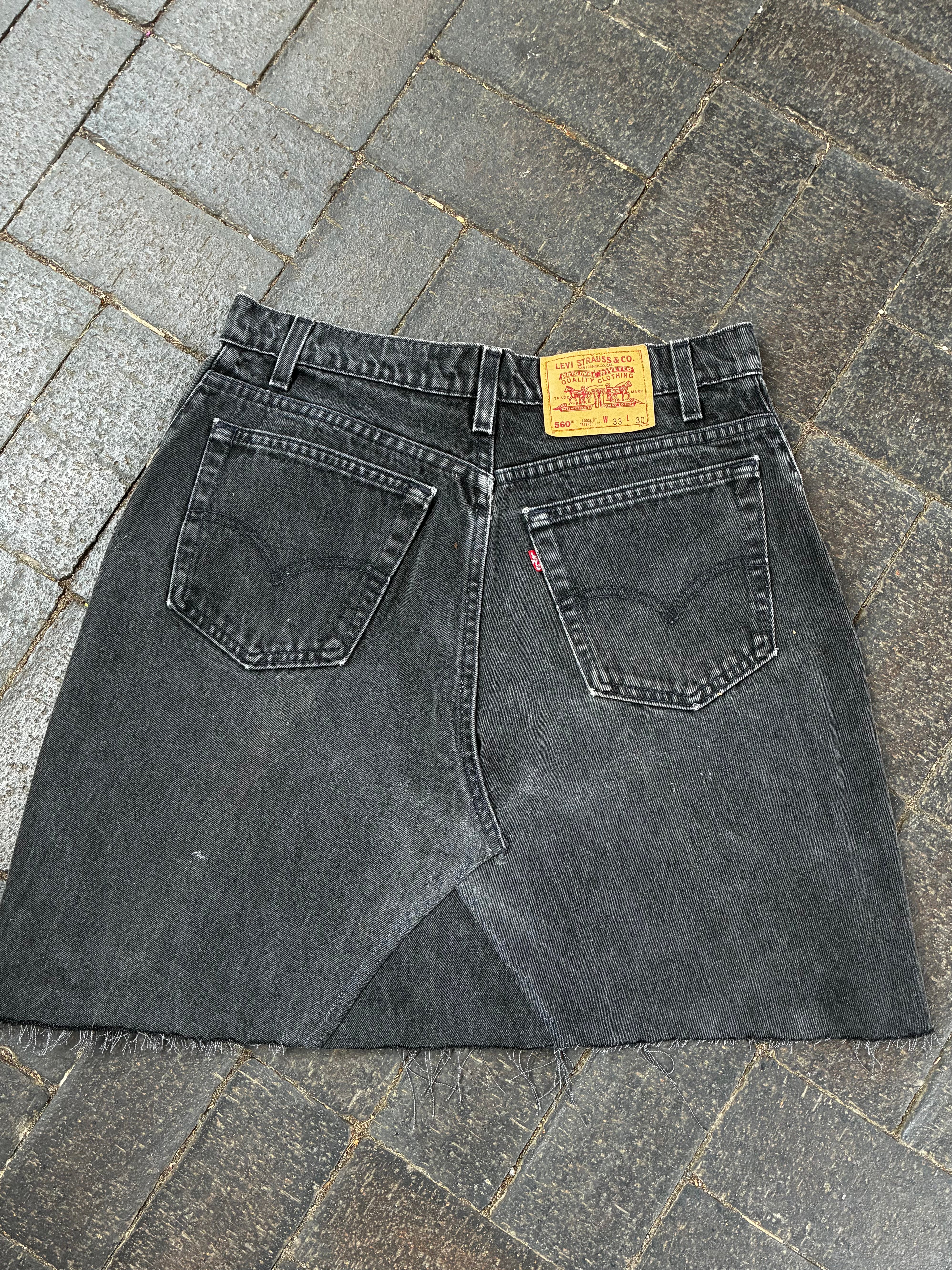 Vintage Up-cycled Levi's 560 Skirt, Black, Size 12