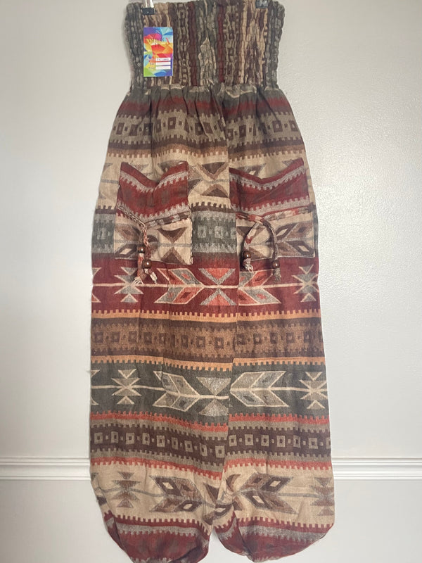 Snuggly Brown Aztec Cashmelon Trousers, 22-44” Waist