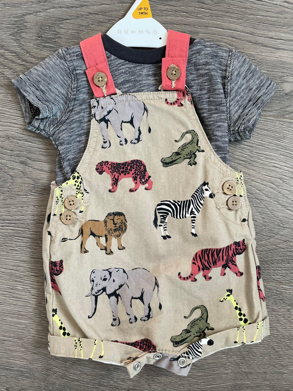 Safari Dungarees and T shirt (up to 1mth)
