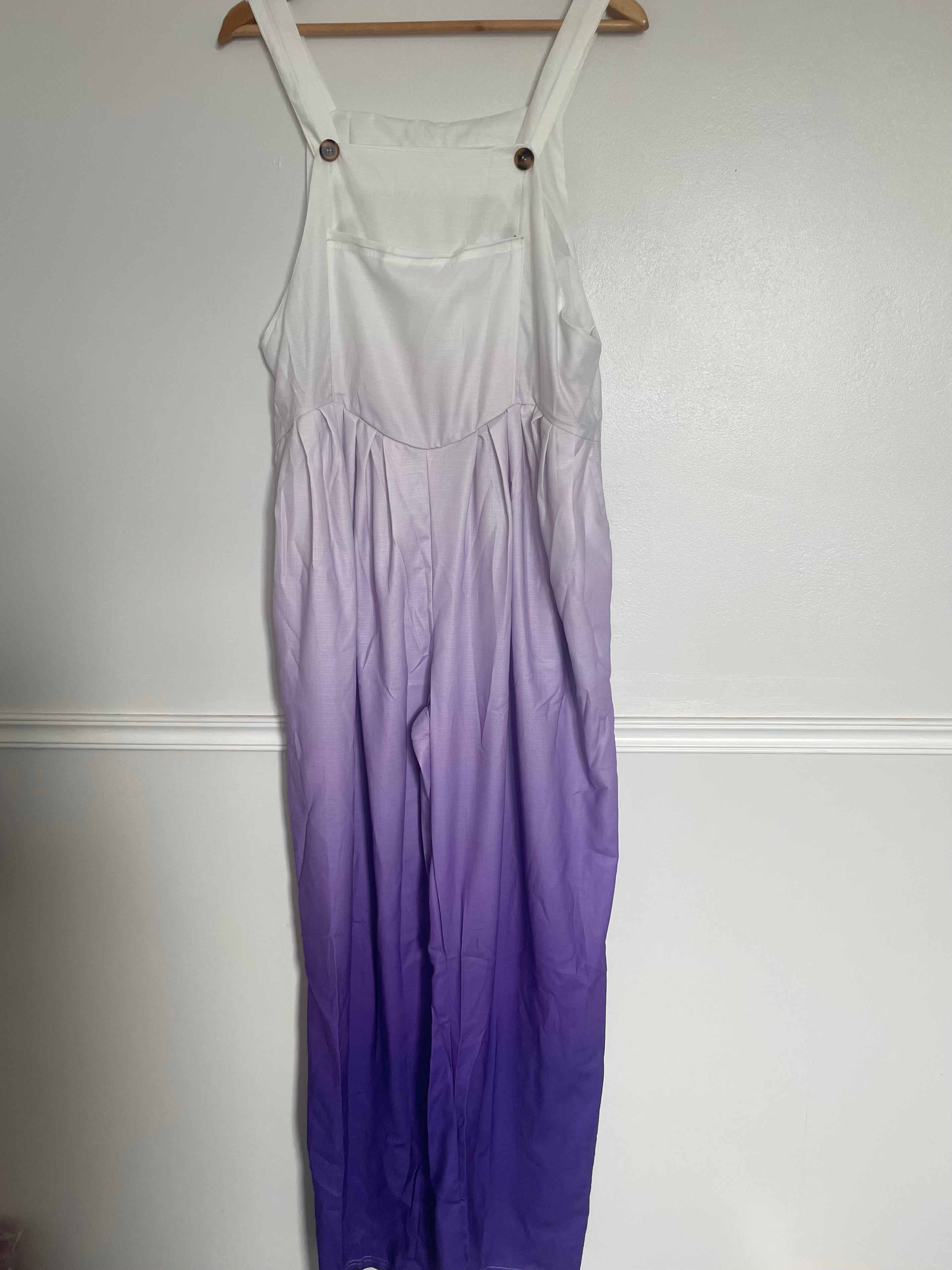 White/Purple Ombré Dungarees, L