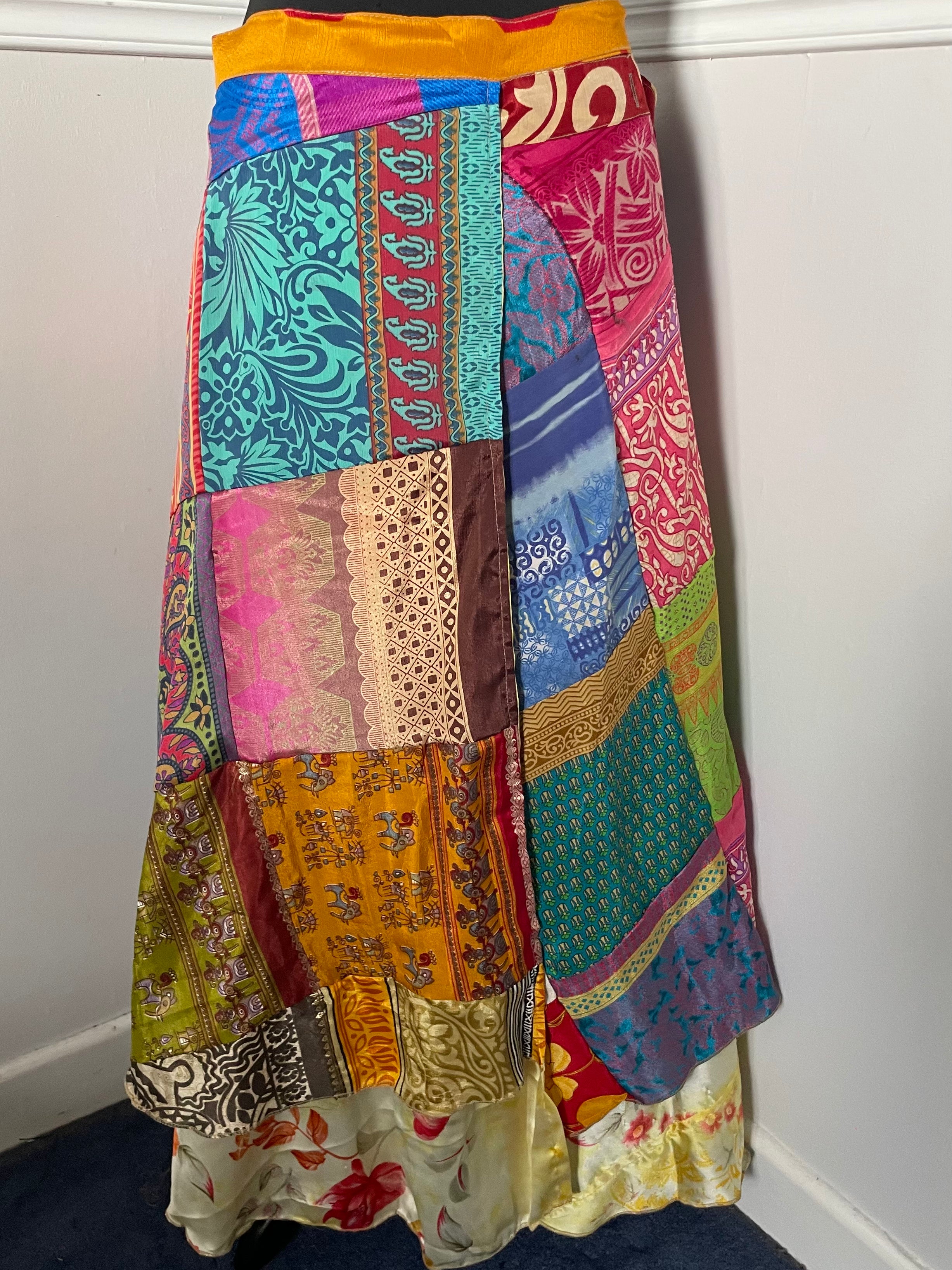 Saree Patch Wrap Skirt