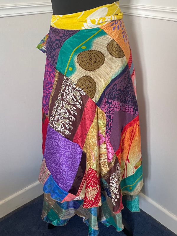 Saree Patchwork Wrap Skirt