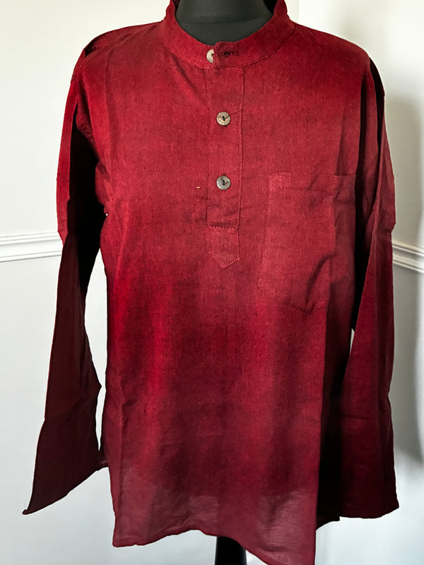Burgundy Cotton Shirt, S/M