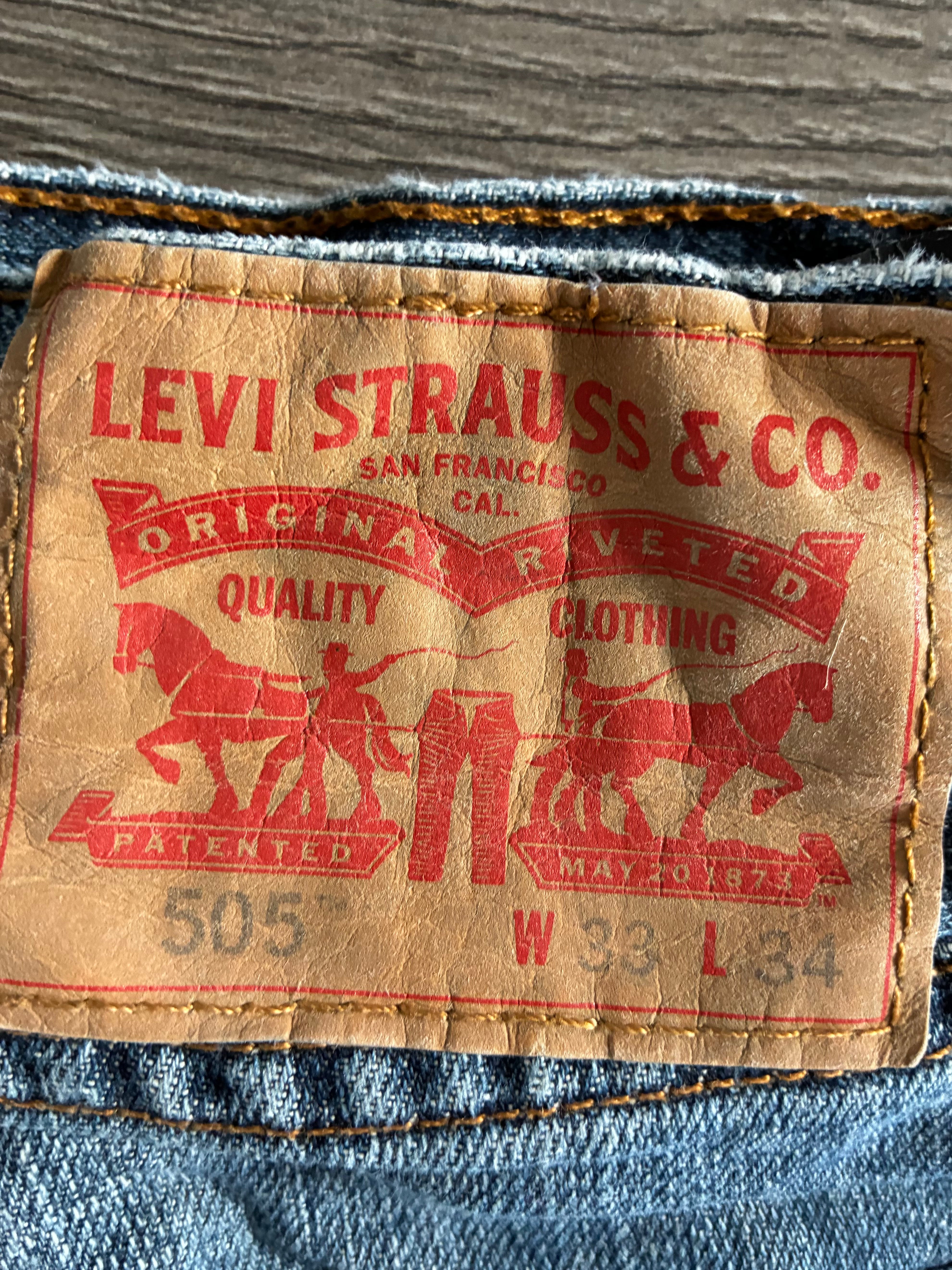 Vintage Levi's 505, Blue, Label - W33, L34, Actual Size - W33, L33