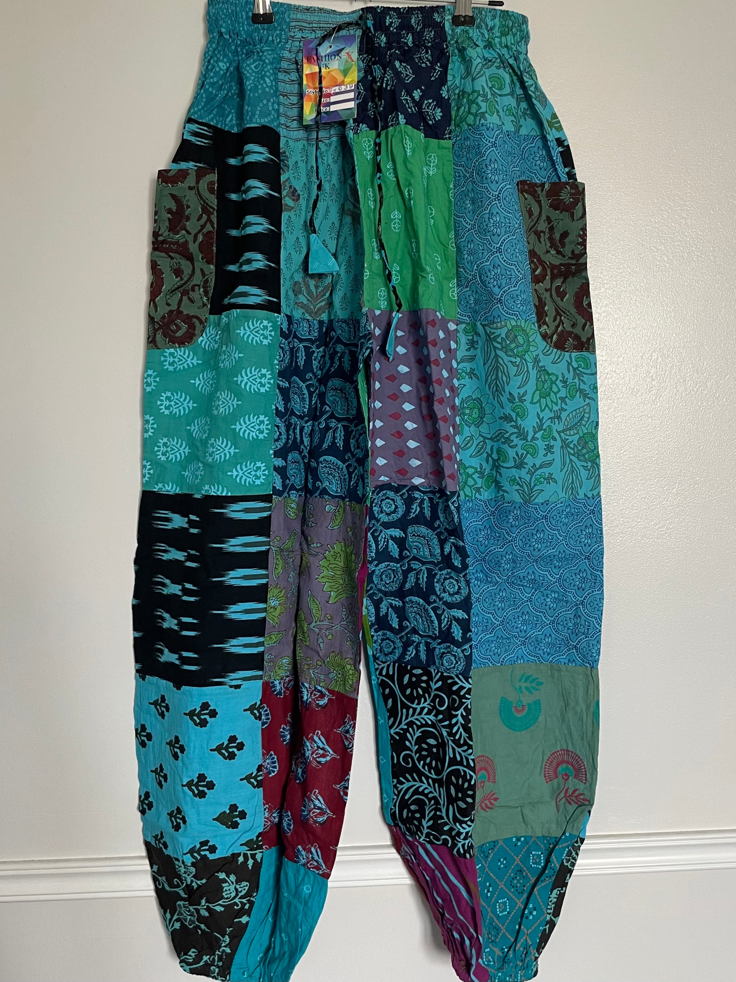 Turquoise Patchwork Harem Trousers