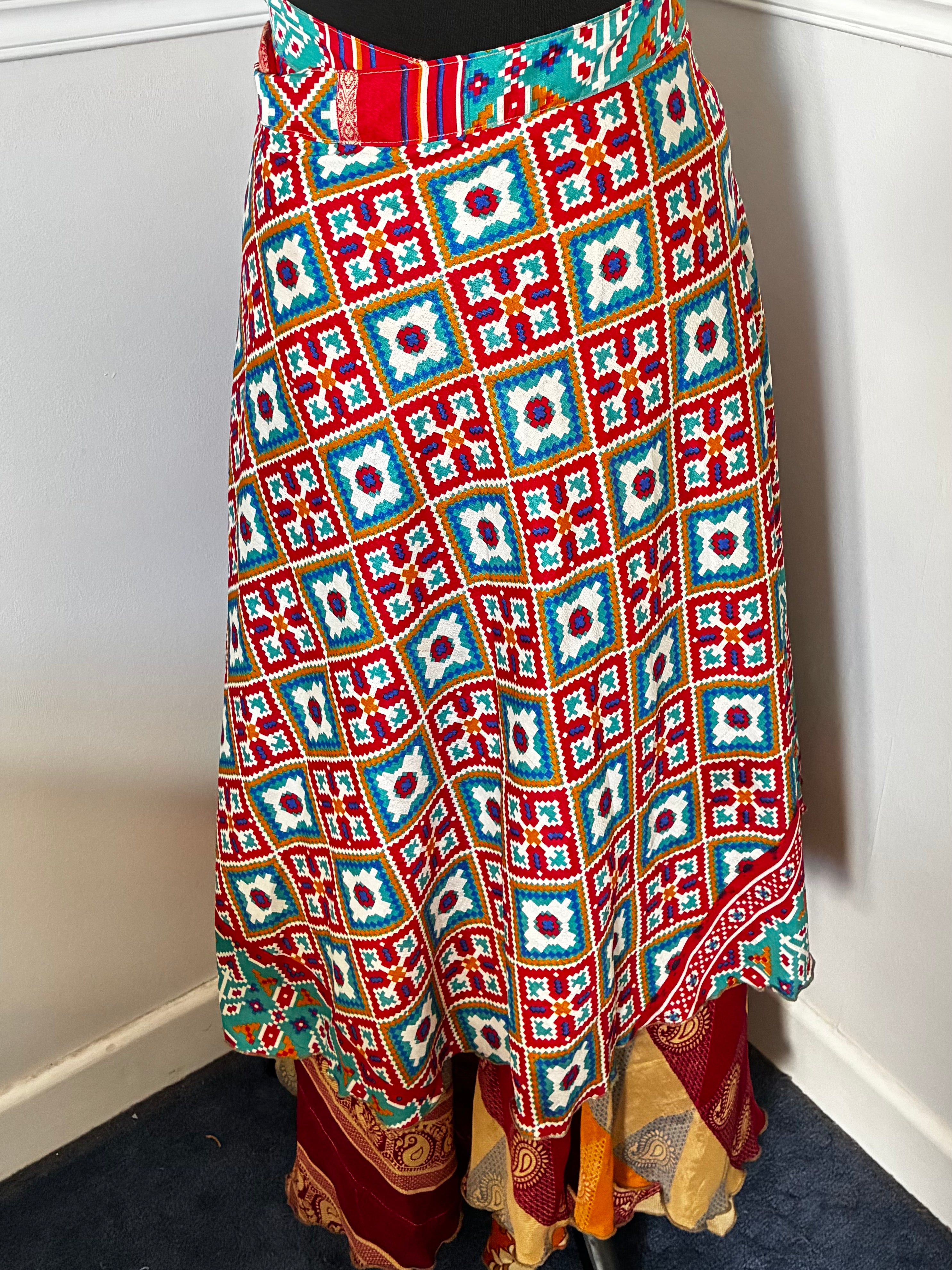 Recycled Saree Reversible Wrap Skirt