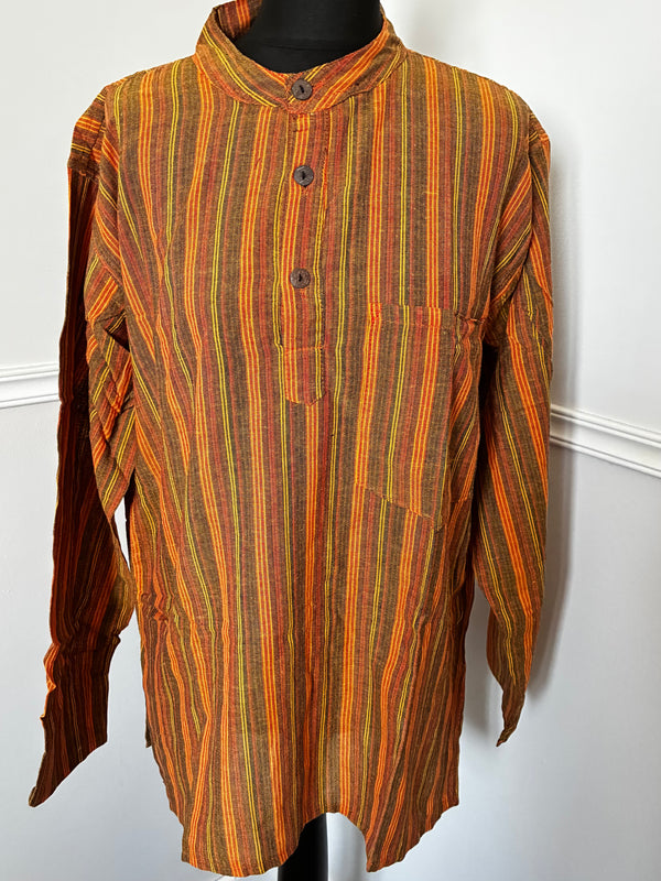Yellow/Orange Striped Cotton Shirt, S/M