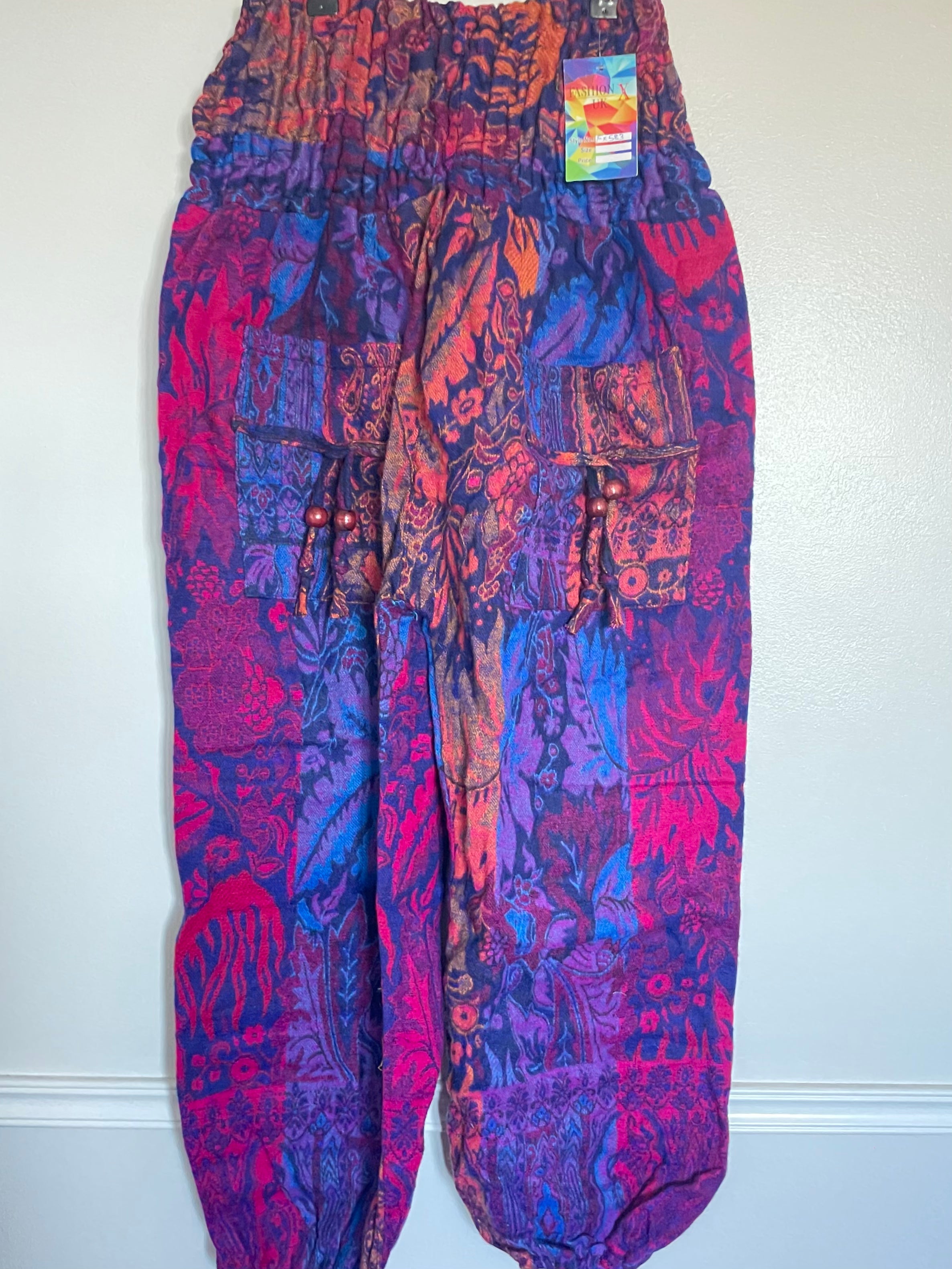 Snuggly Pink/Purple Paisley Cashmelon Trousers, 24-48” Waist