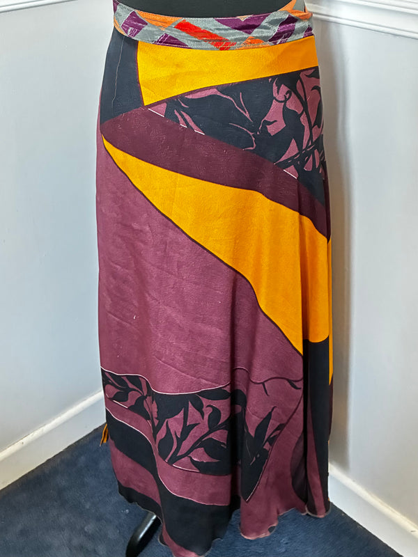 Recycled Saree Reversible Wrap Skirt