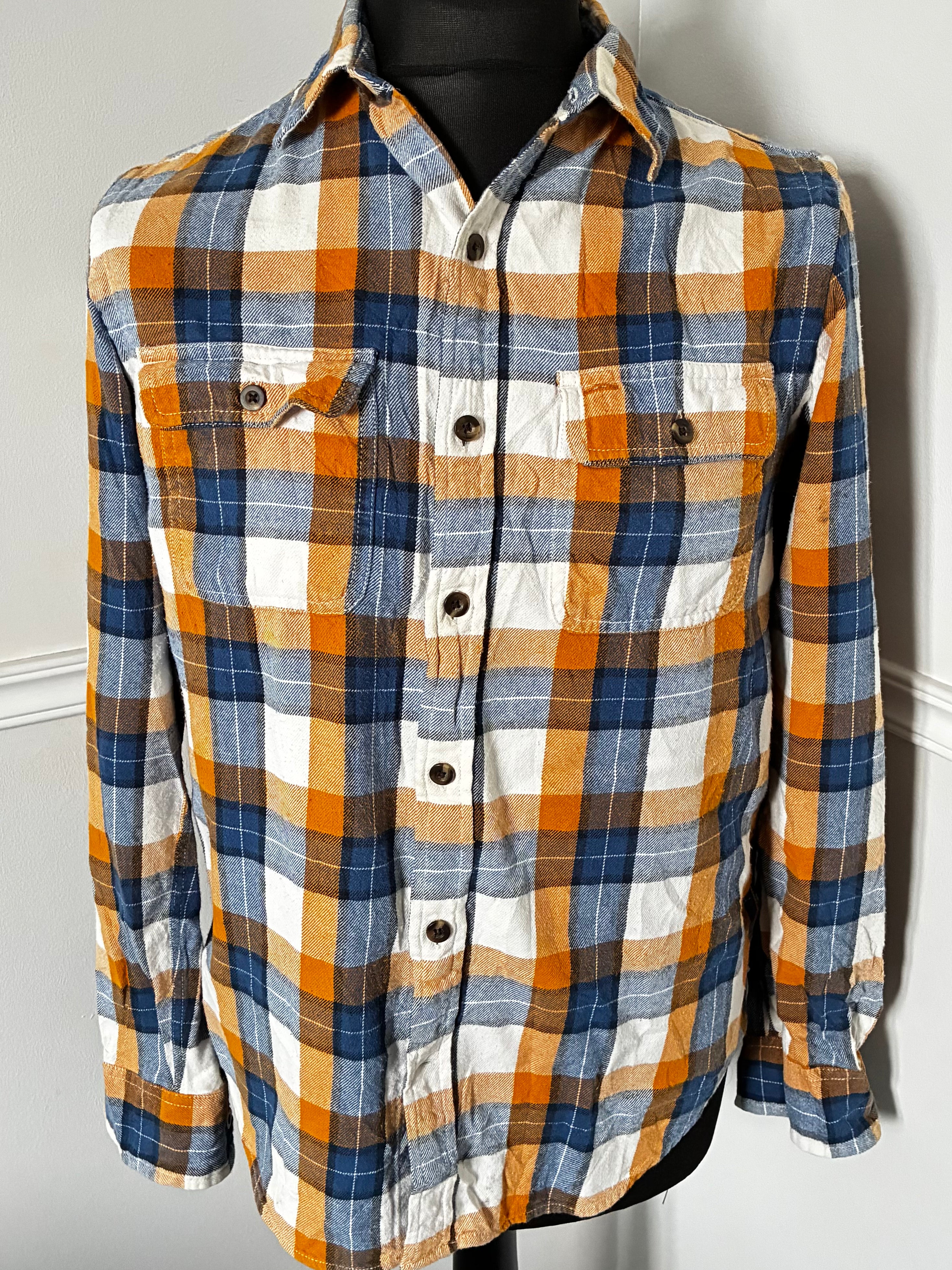Thin Yellow/White/Blue Checked Flannel, S
