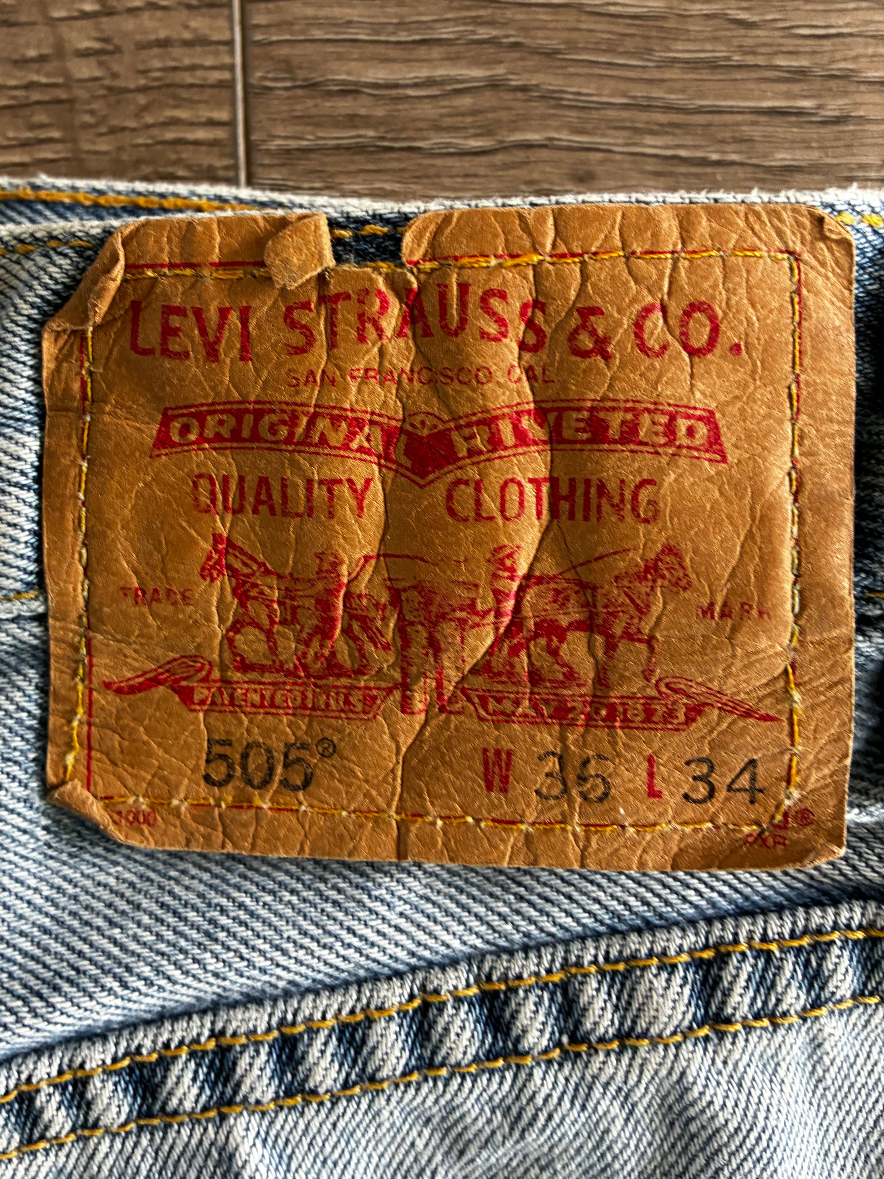 Vintage Levi's 505, Light Blue, Label - W36, L34, Actual Size - W35, L34