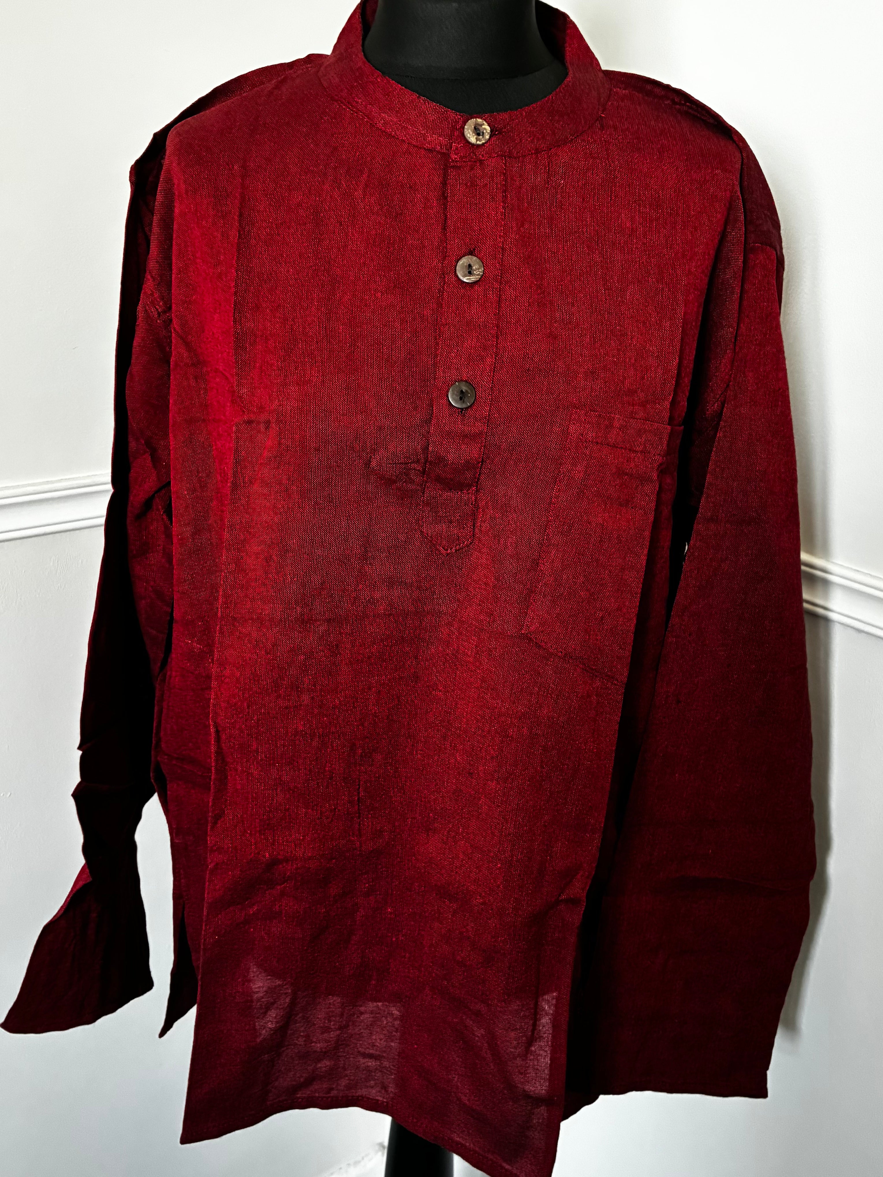 Burgundy Cotton Shirt, XXL