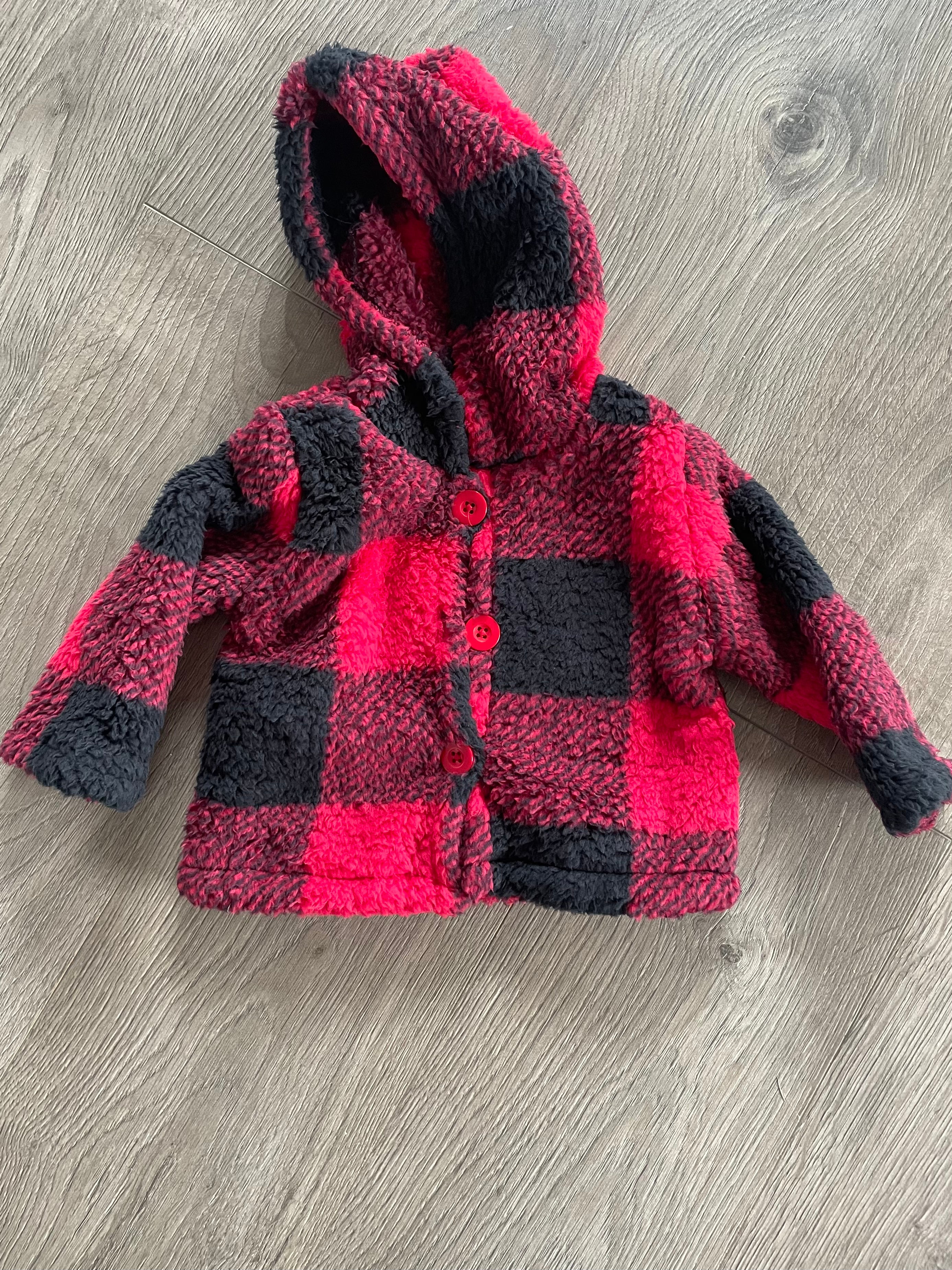 Fluffy Checked Fleece Jacket (6-9 mths)