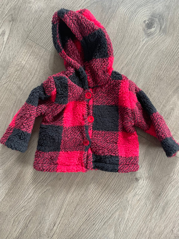 Fluffy Checked Fleece Jacket (6-9 mths)