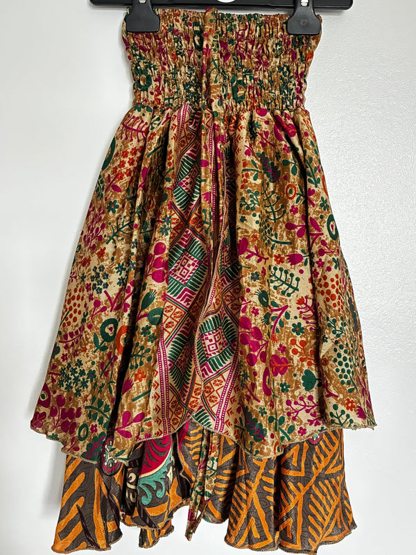 Sari Silk Layered Skirt/Dress, M