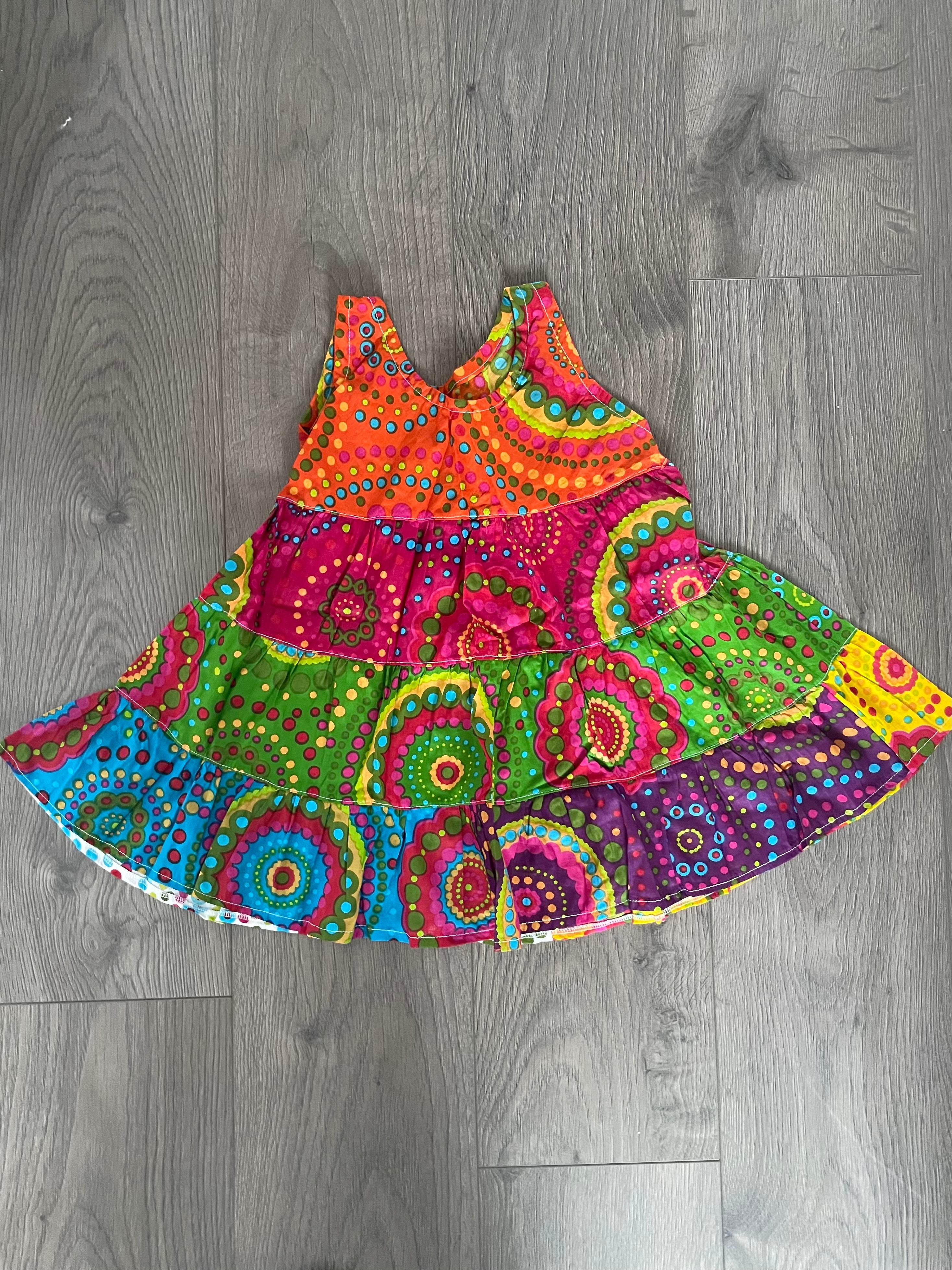 Bright Hippy Spotty Dress (age 4-5ish)