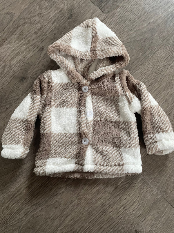 Fluffy Checked Fleece Jacket (6-9 mths)