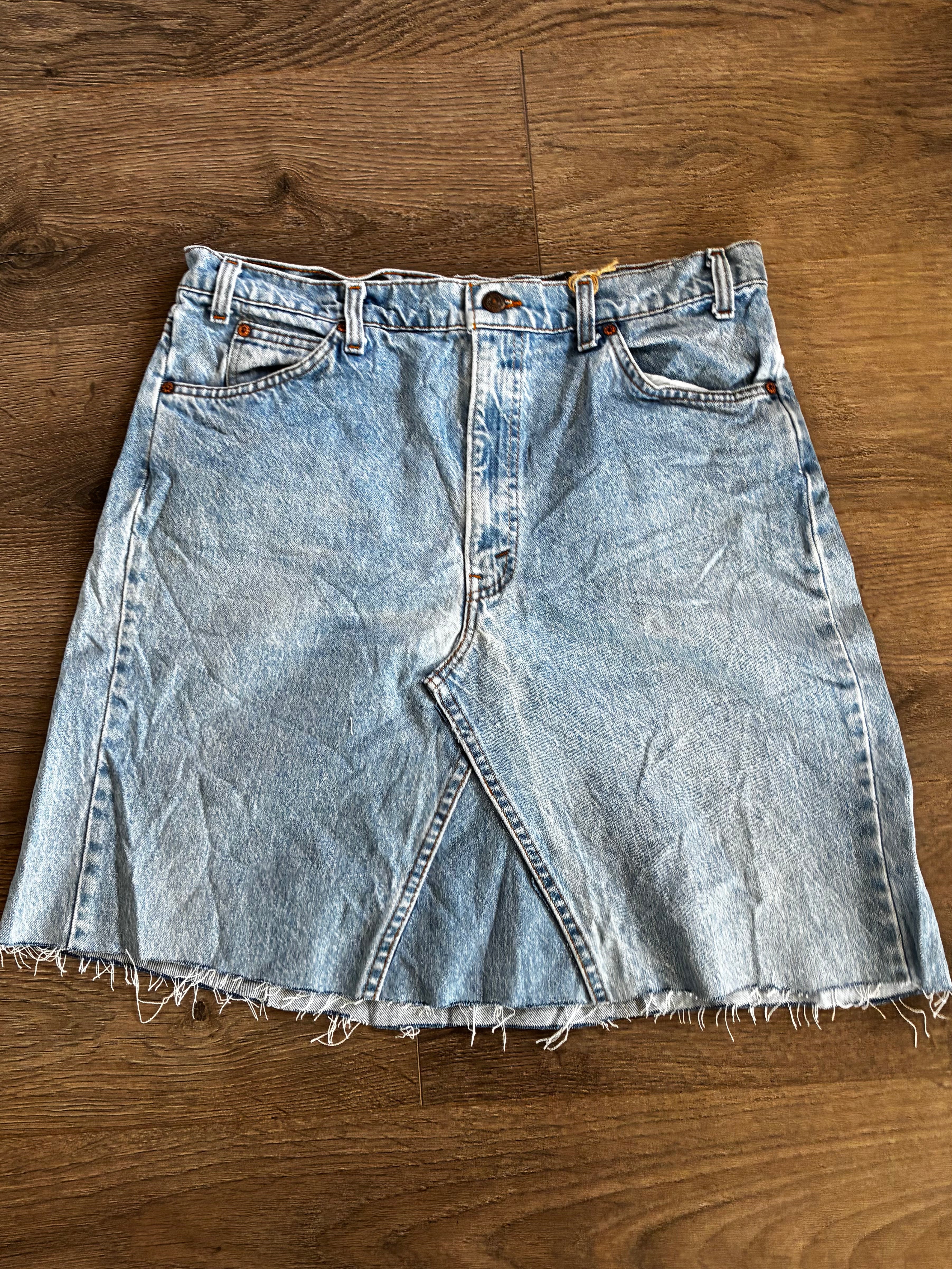 Vintage Up-cycled Levi's 505 Skirt, Blue, Size 14-16