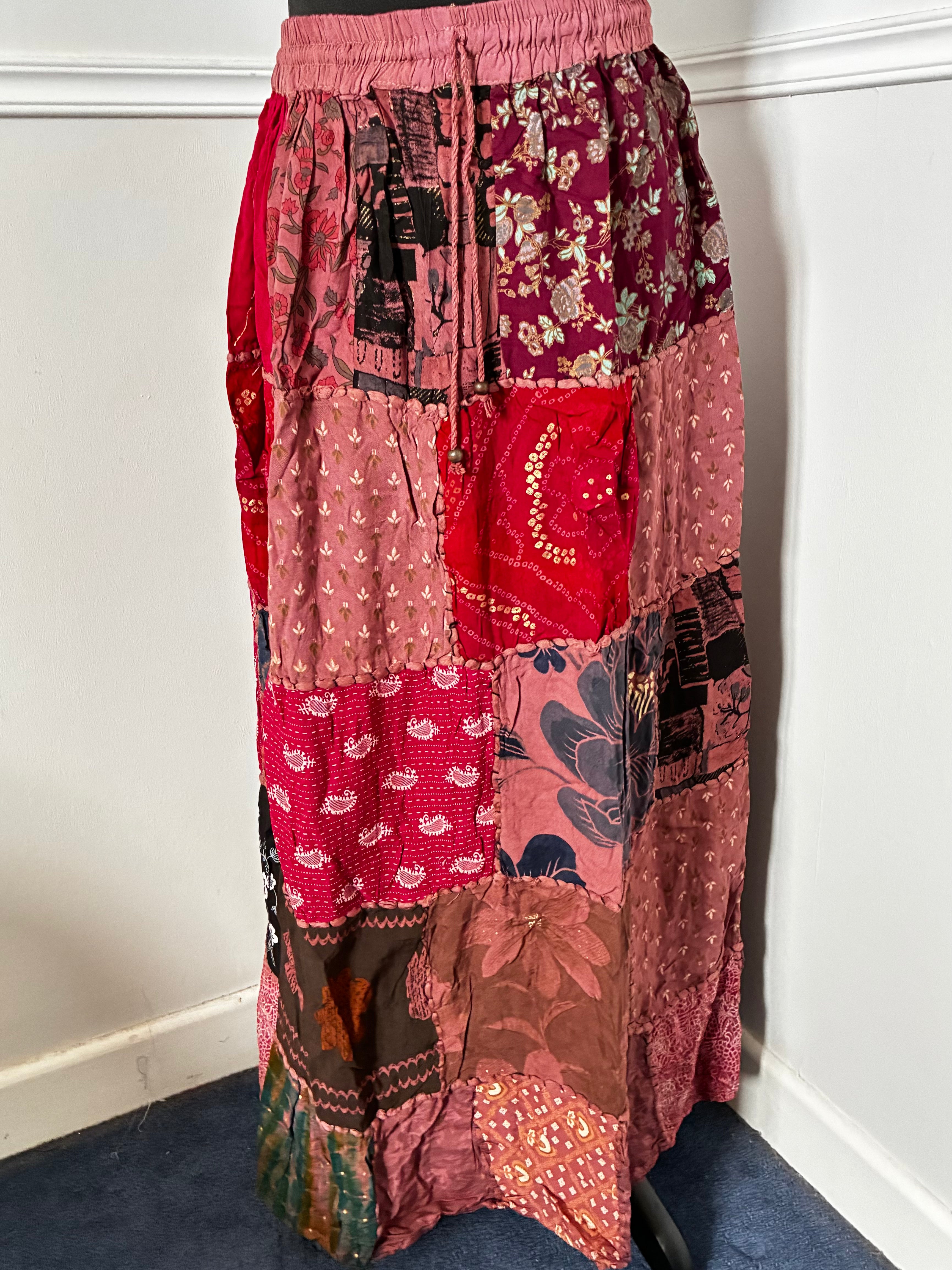 Red Patchwork Skirt
