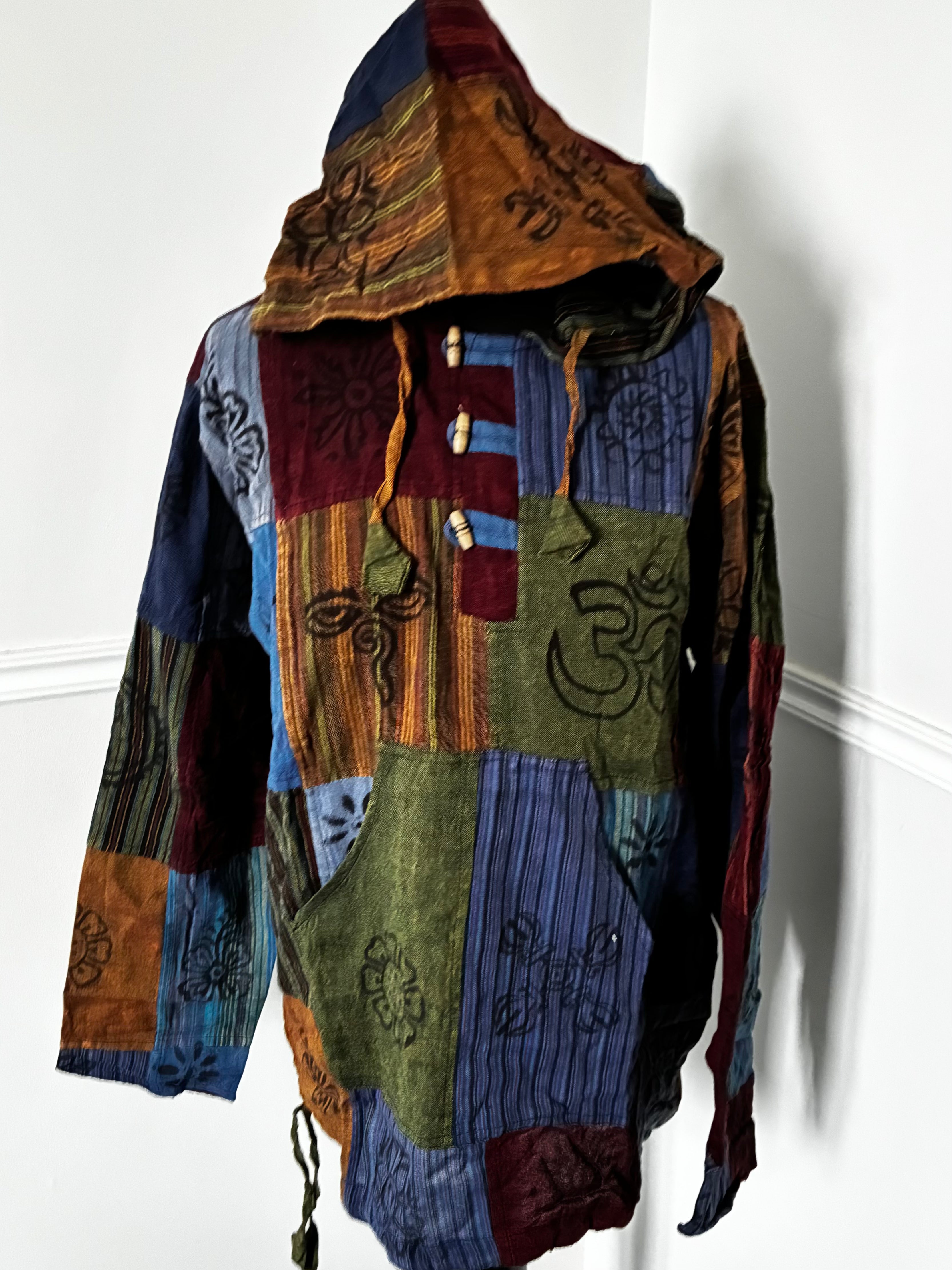 Patchwork Multi Hooded Shirt, M