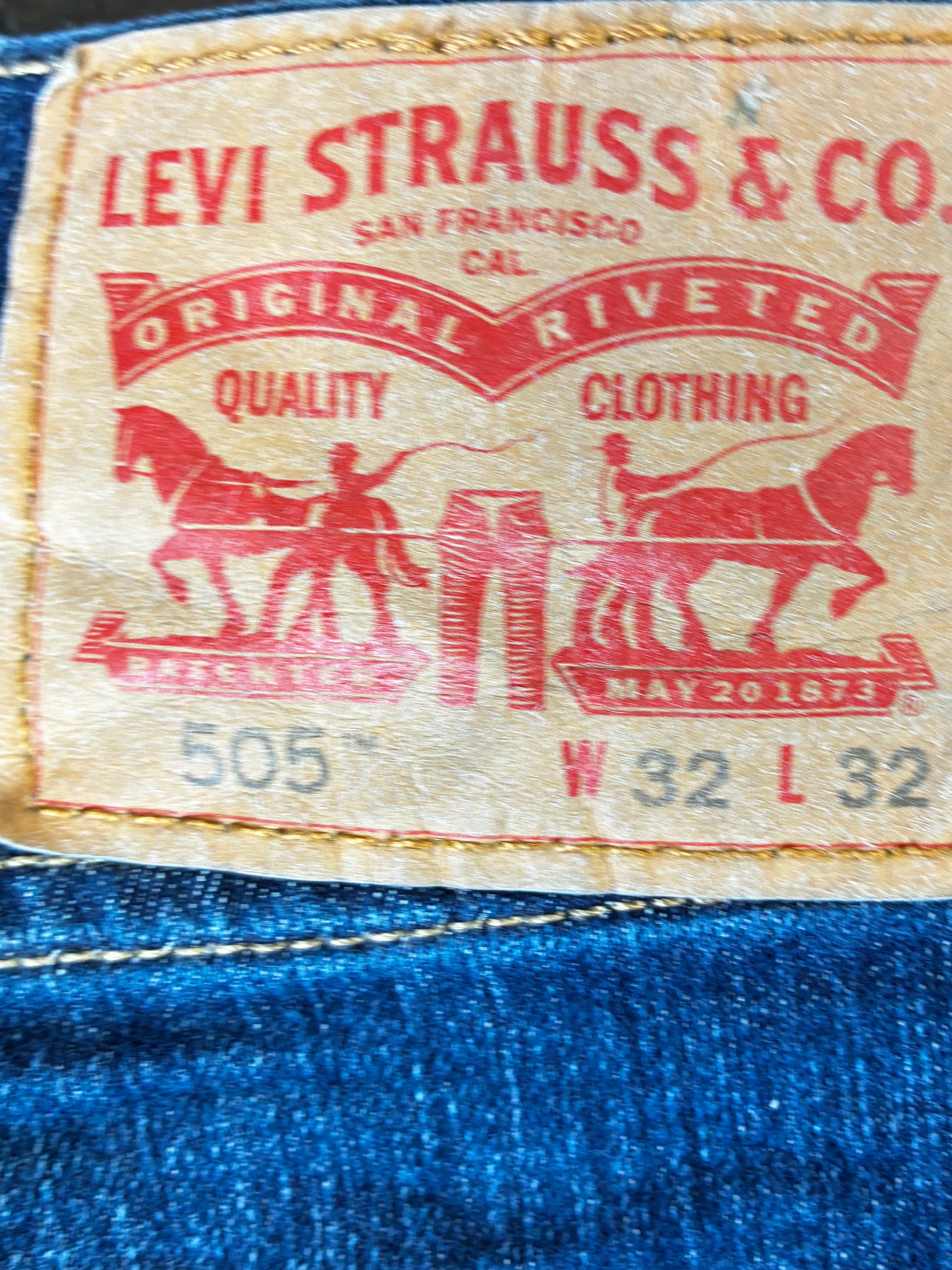Vintage Levi's 505, Dark Blue, Label - W32, L32, Actual Size - W34, L32