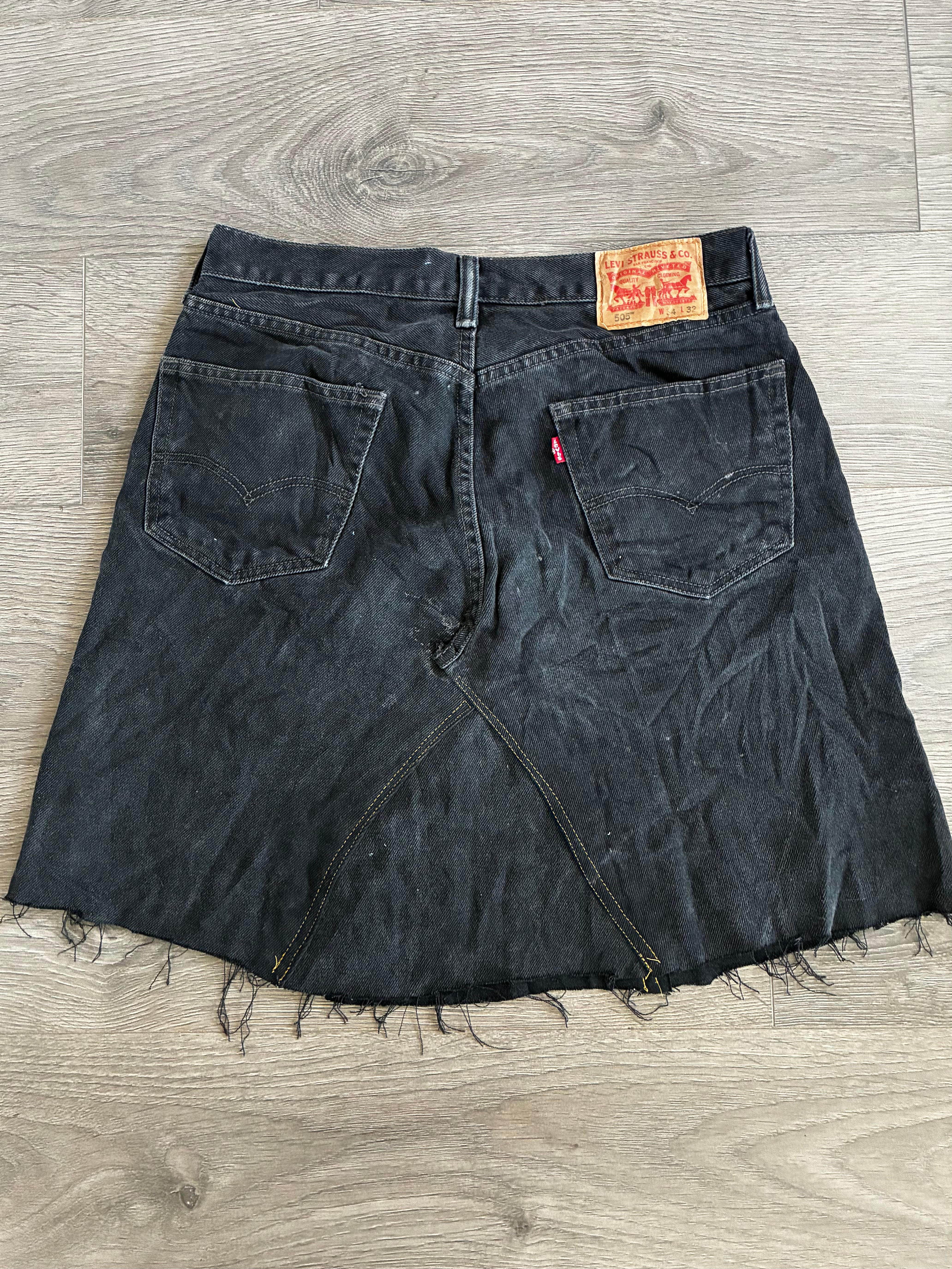 Vintage Up-cycled Levi's 505 Skirt, Black, Size 14