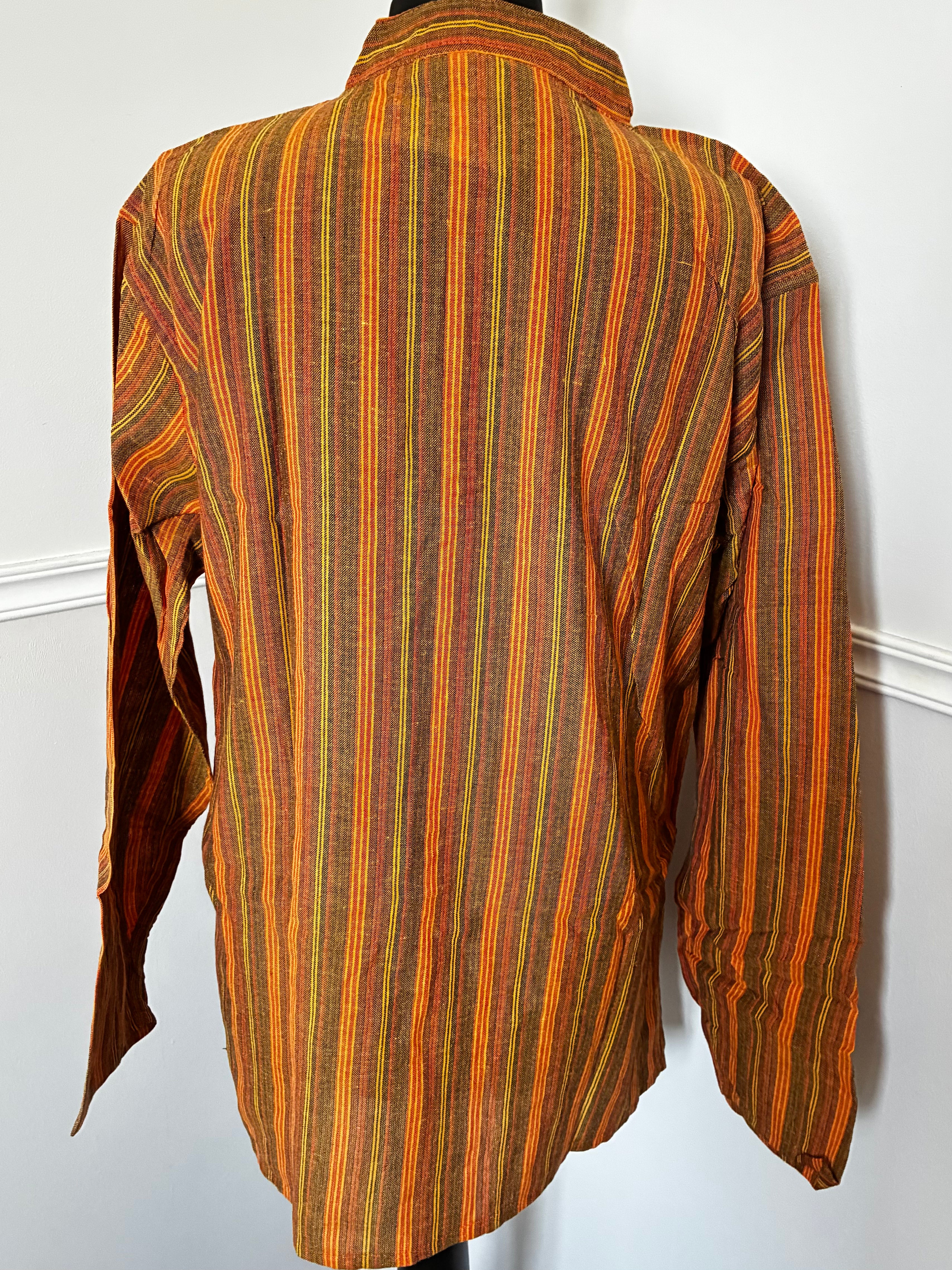 Yellow/Orange Striped Cotton Shirt, XXL