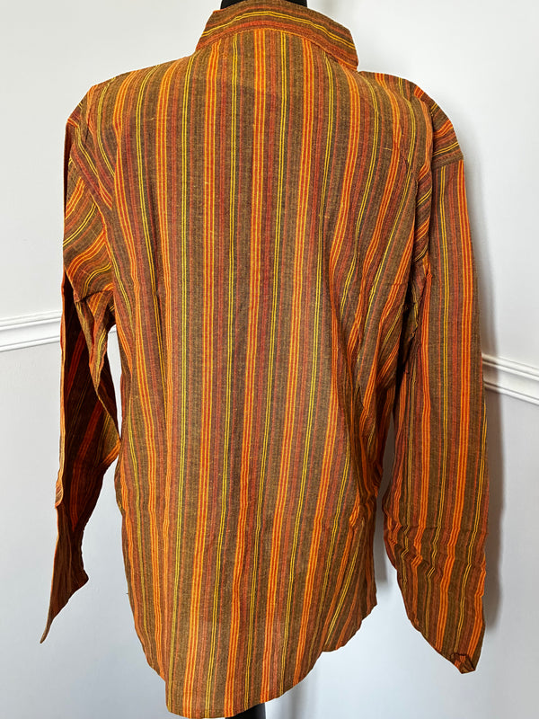 Yellow/Orange Striped Cotton Shirt, S/M