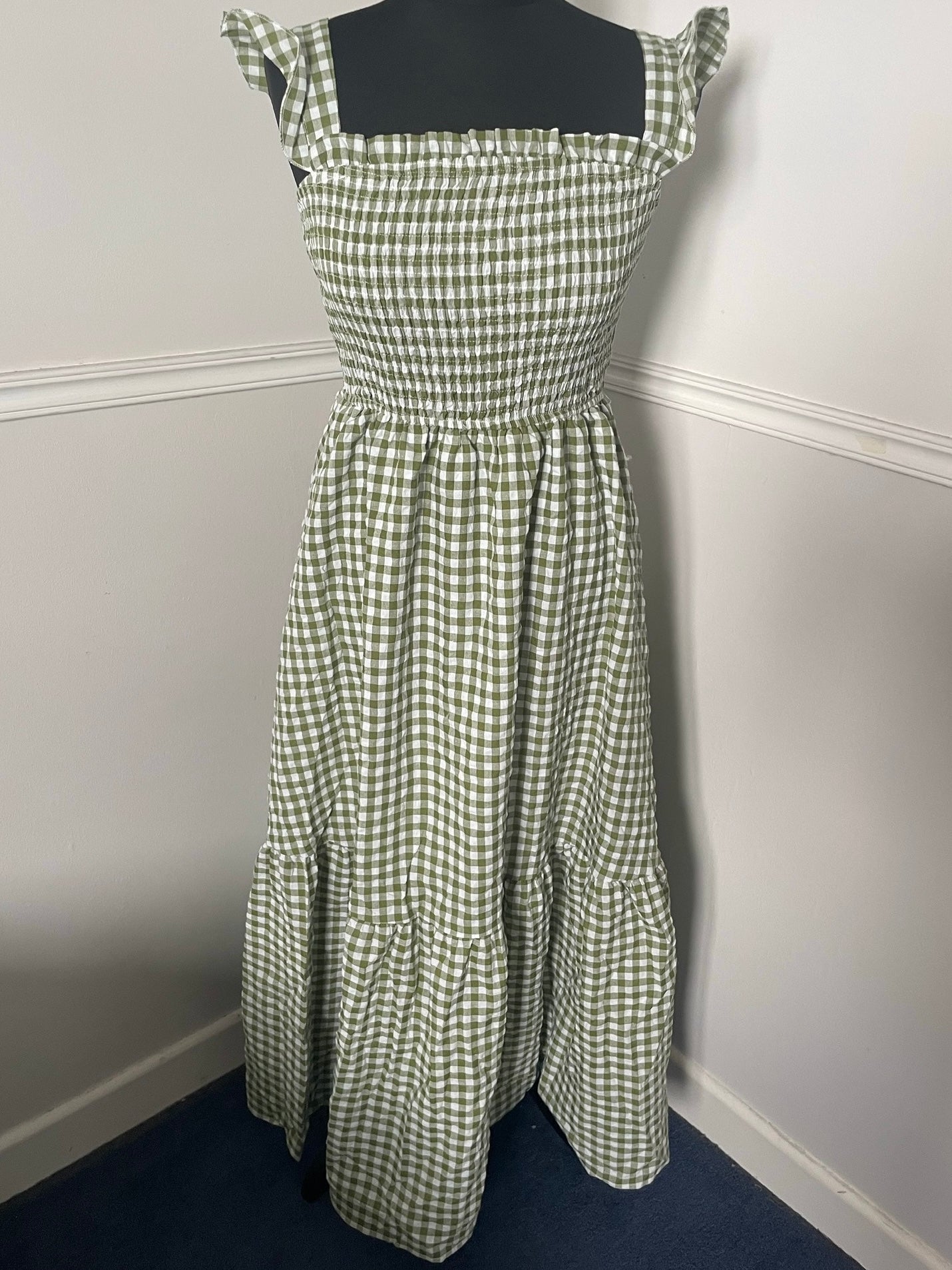 Green/White Check Sundress, M