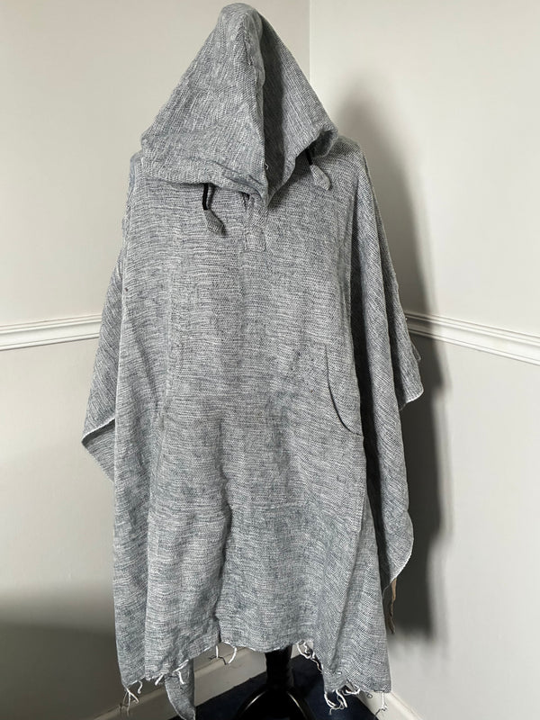 Extra Large Grey 100% Wool Poncho