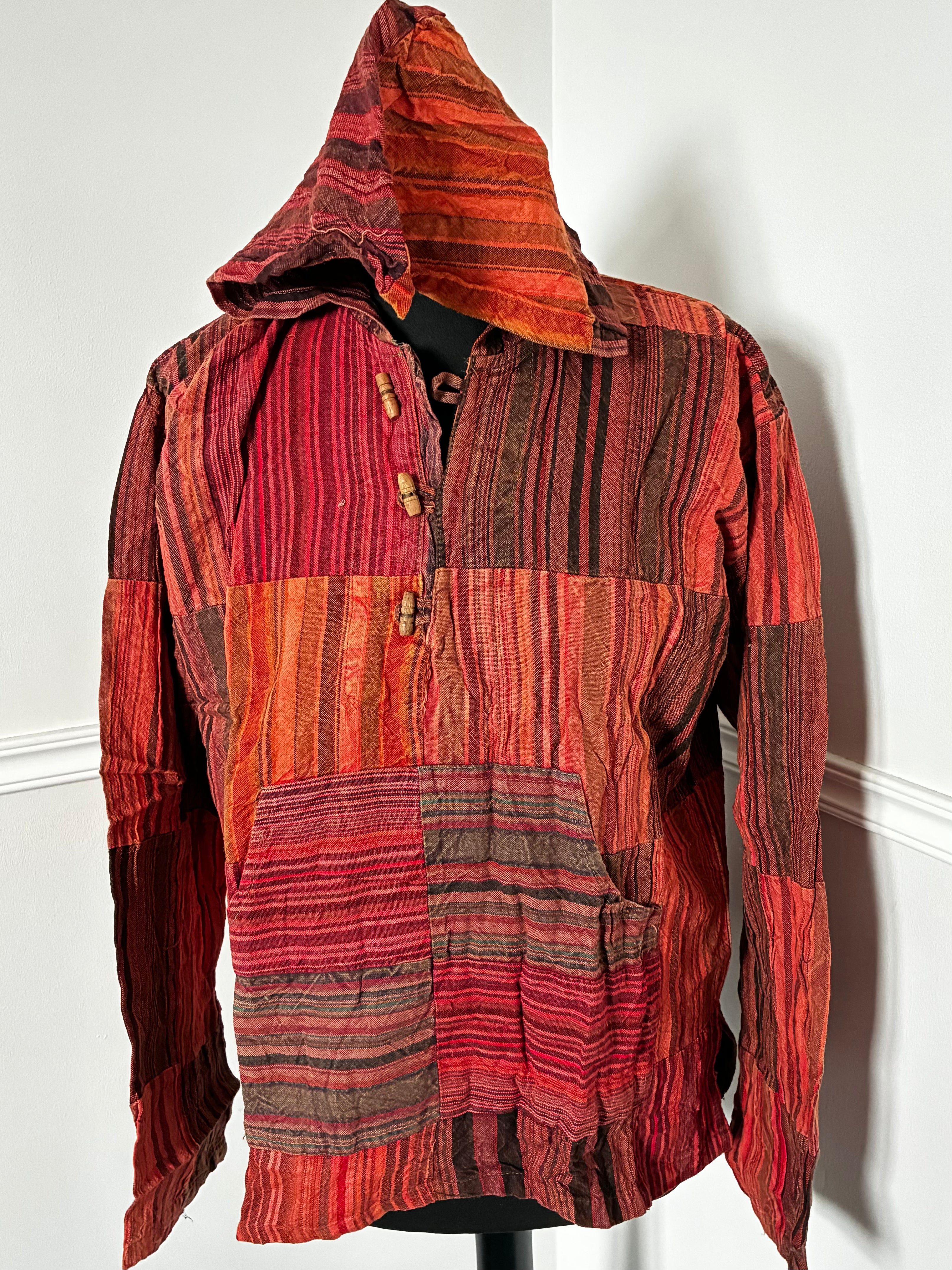 Patchwork Seersucket Shirt, M